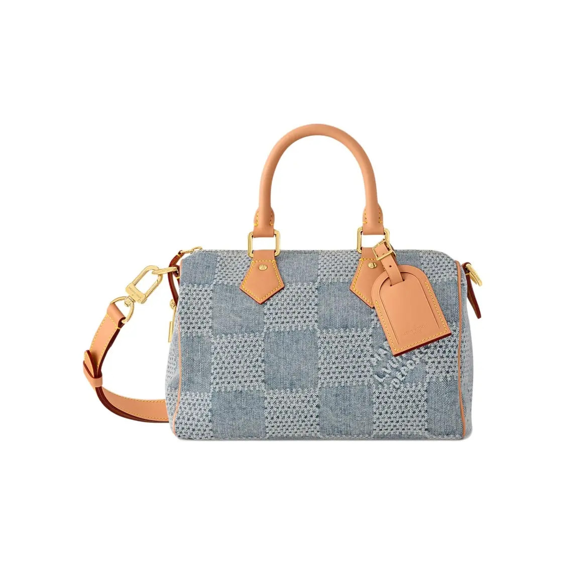 LOUIS VUITTON Speedy Damies Denim 3D Series 25 Crossbody Handbag 10.2x6x7.4 in