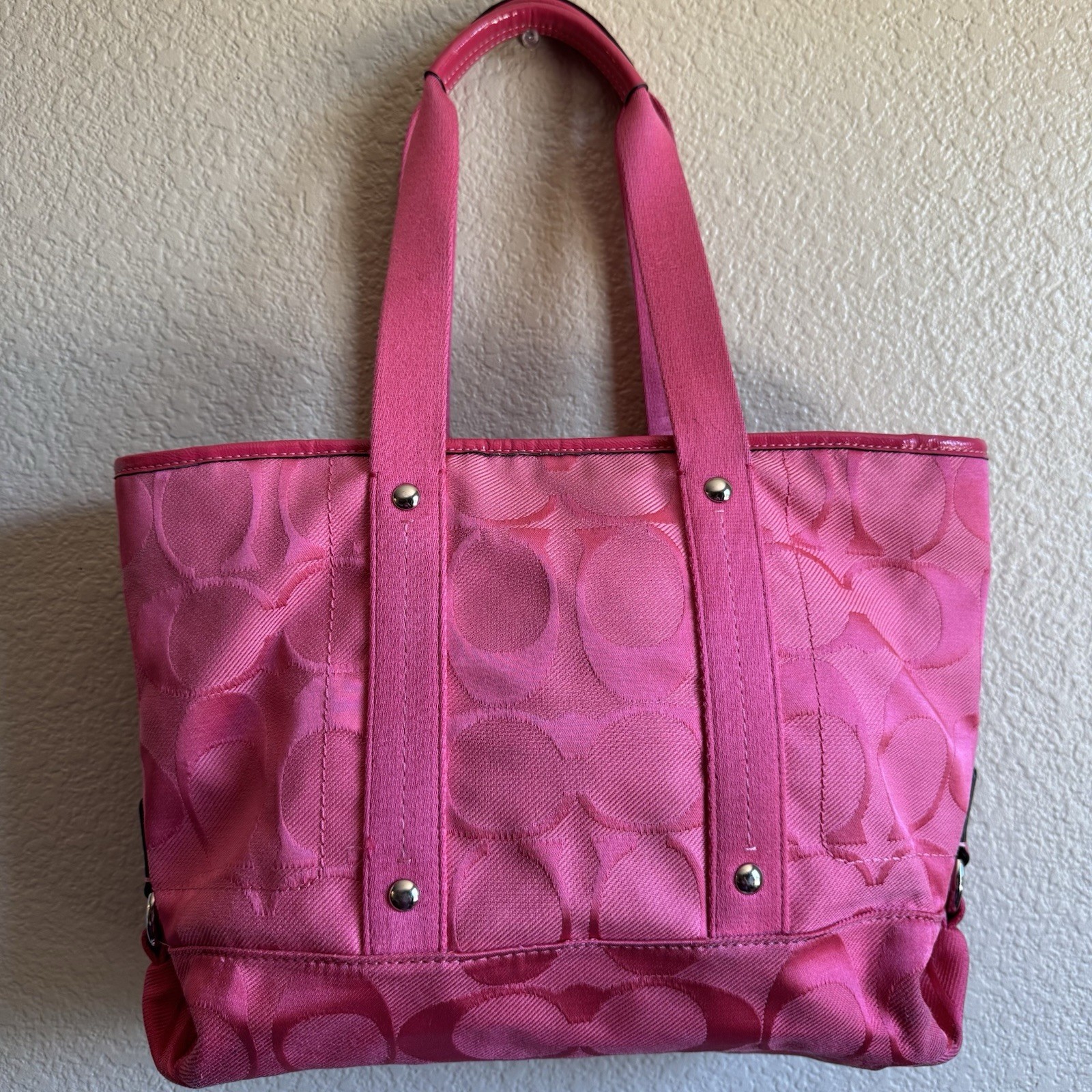 Coach Pink Signature Logo Kyra Tote With Detachable Strap