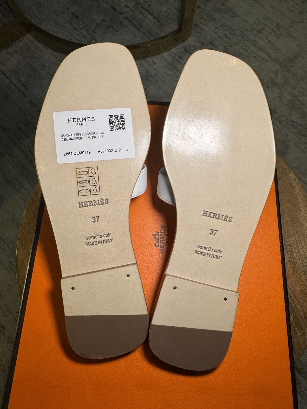 Hermes Oran Sandals – Size 37 – Limited Edition Printed Insole