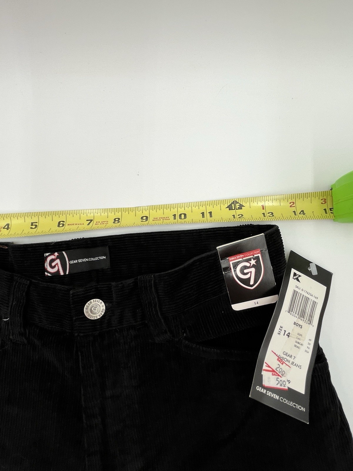 Gear Seven Collection Y2K Skateboard Youth Unisex Black Corduroy Size 14