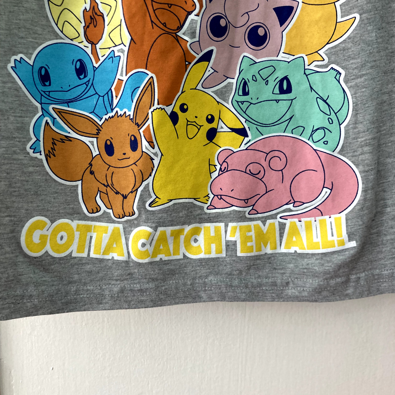 Kids Pokemon shirt S Gray Gotta Catch ‘Em All Pikachu Squirtle Jigglypuff Tee
