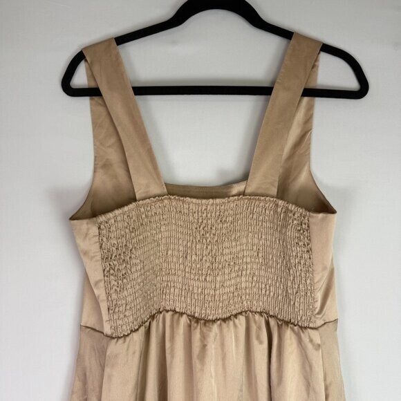 Show Me Your Mumu Claire Midi Dress Bridesmaid Bridal Champagne Luxe Satin XL