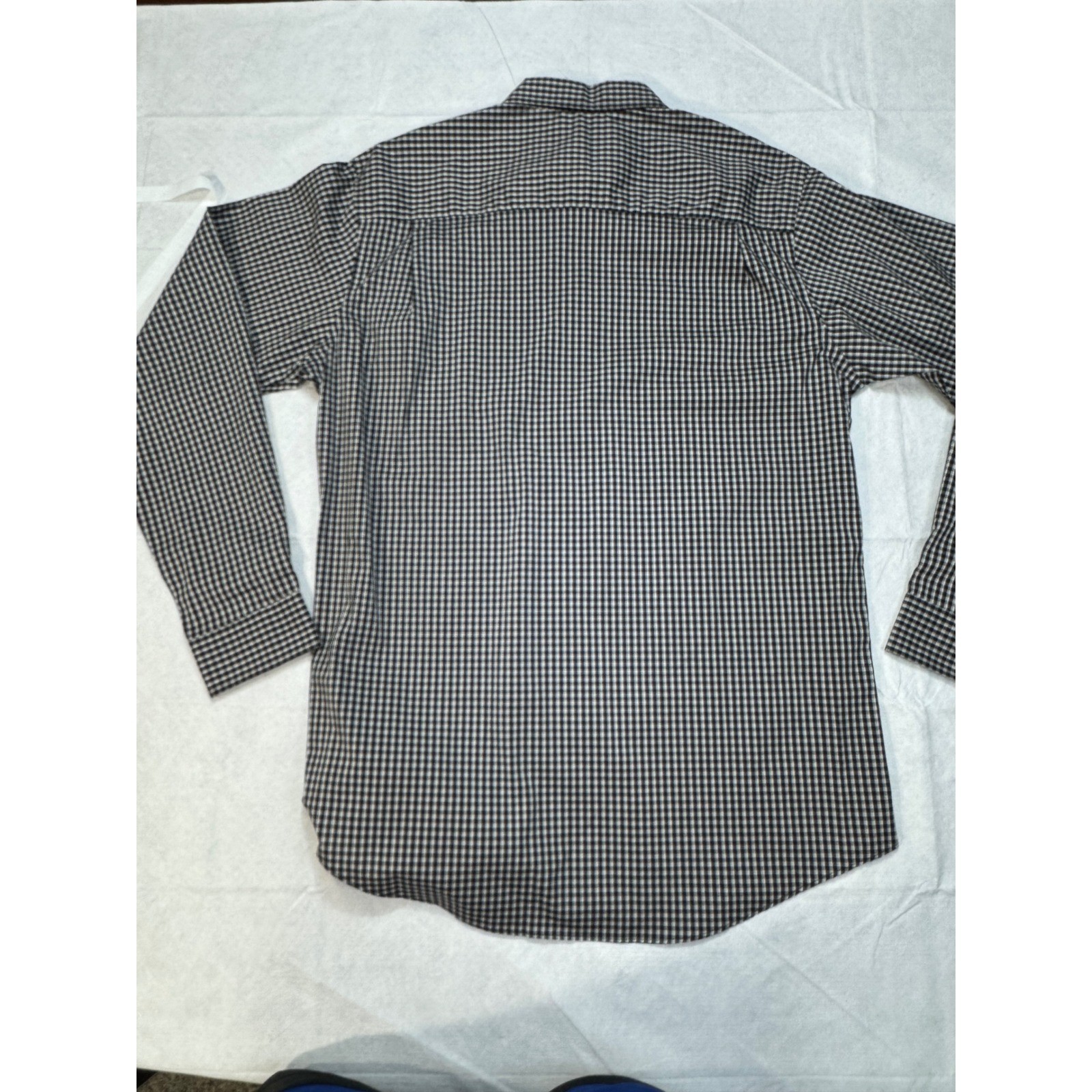 XLT Men’s Button Down Shirt Van Heusen Traveler Black Gingham Performance NWT