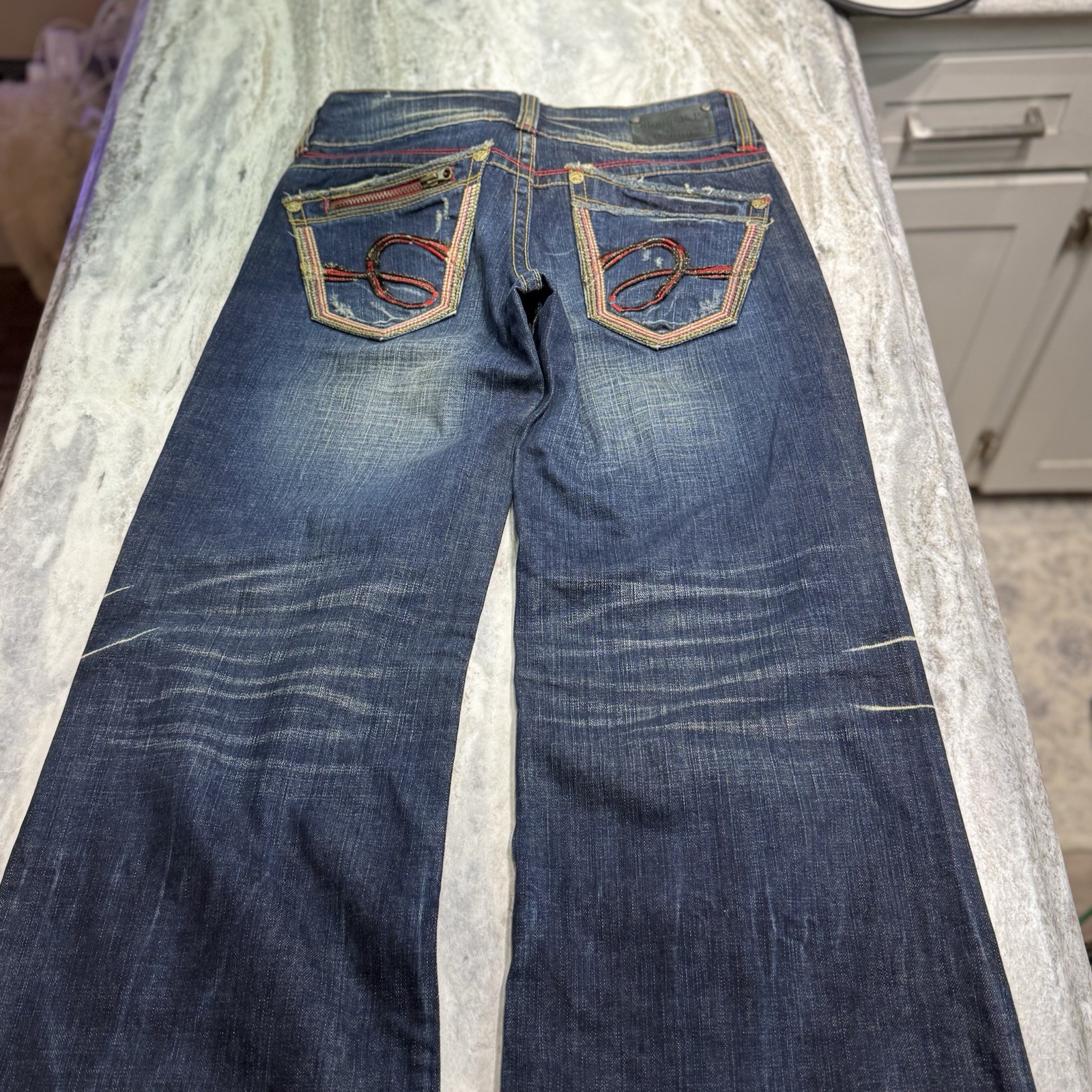 Studio R.P Flare Denim Pants y2k RED PEPPER Size 27 Vintage Rare