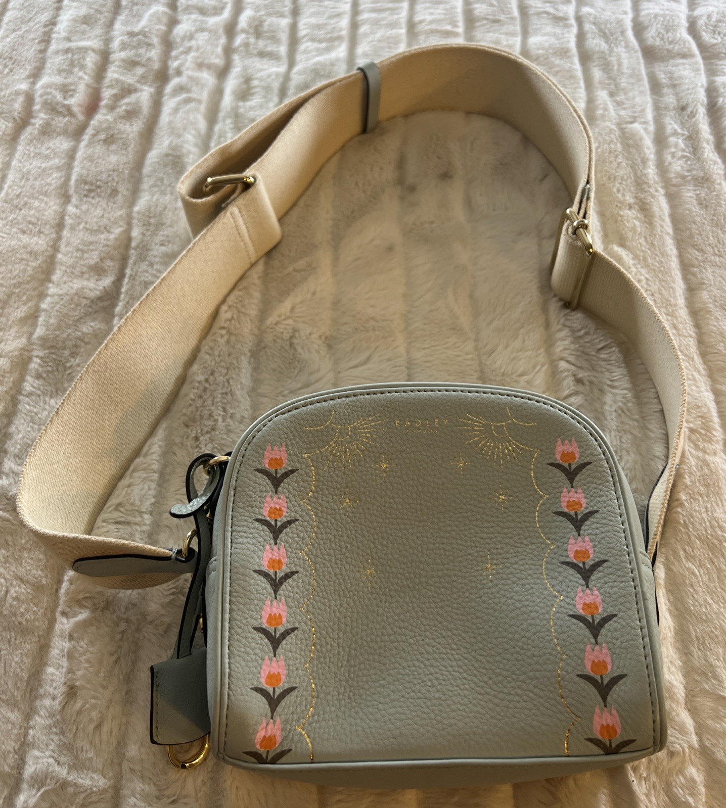 RADLEY LONDON Arden Crescent Floral Leather Mini Zip Around Crossbody NWOT