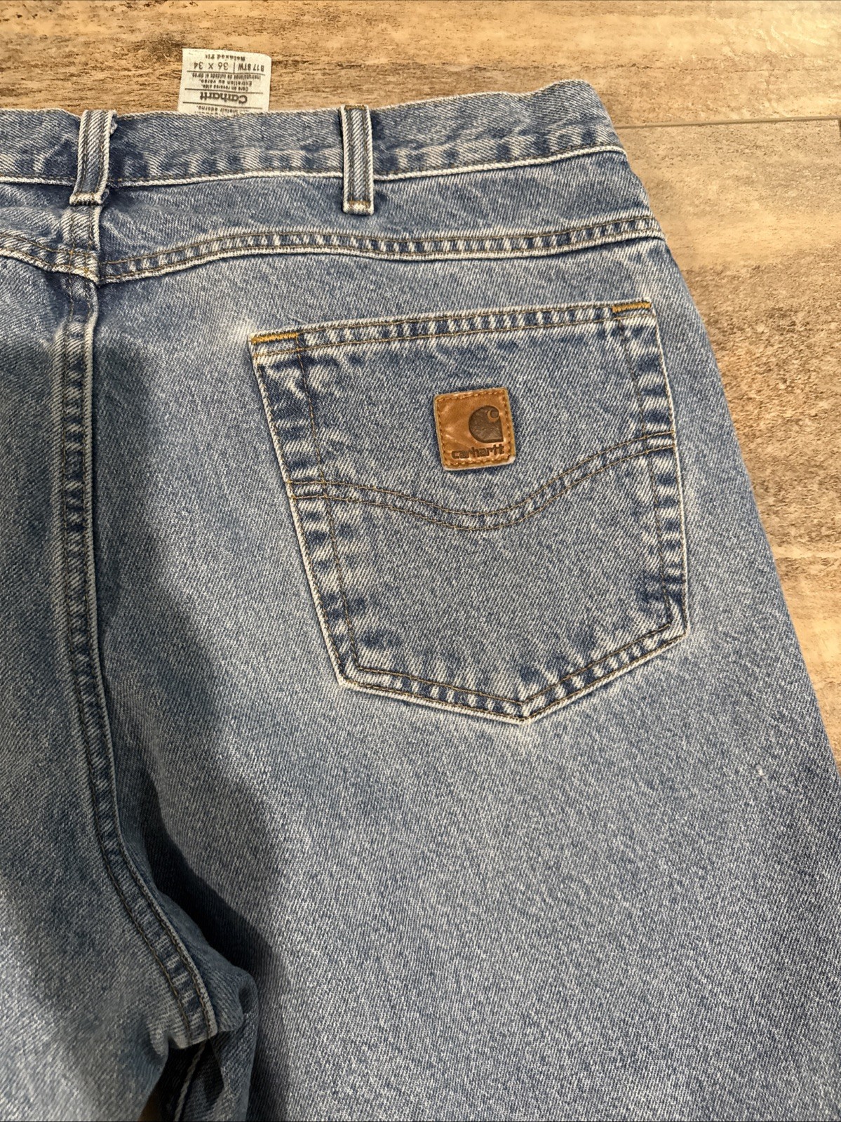 Carhartt Jeans Mens 36×30 Blue Medium Wash Carpenter Dungaree Fit Workwear