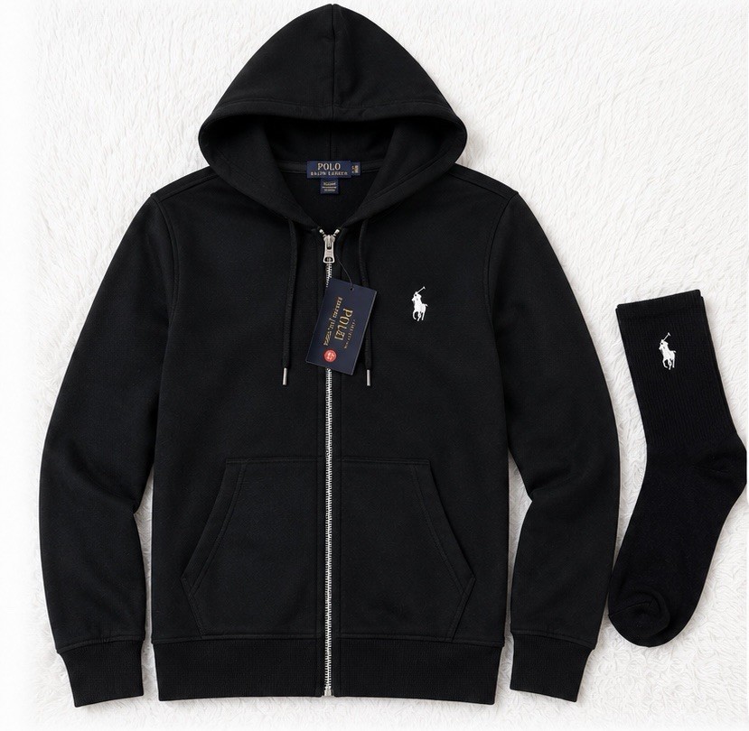 Polo Ralph Lauren Black Full Zip Hoodie Size XL New With Tags