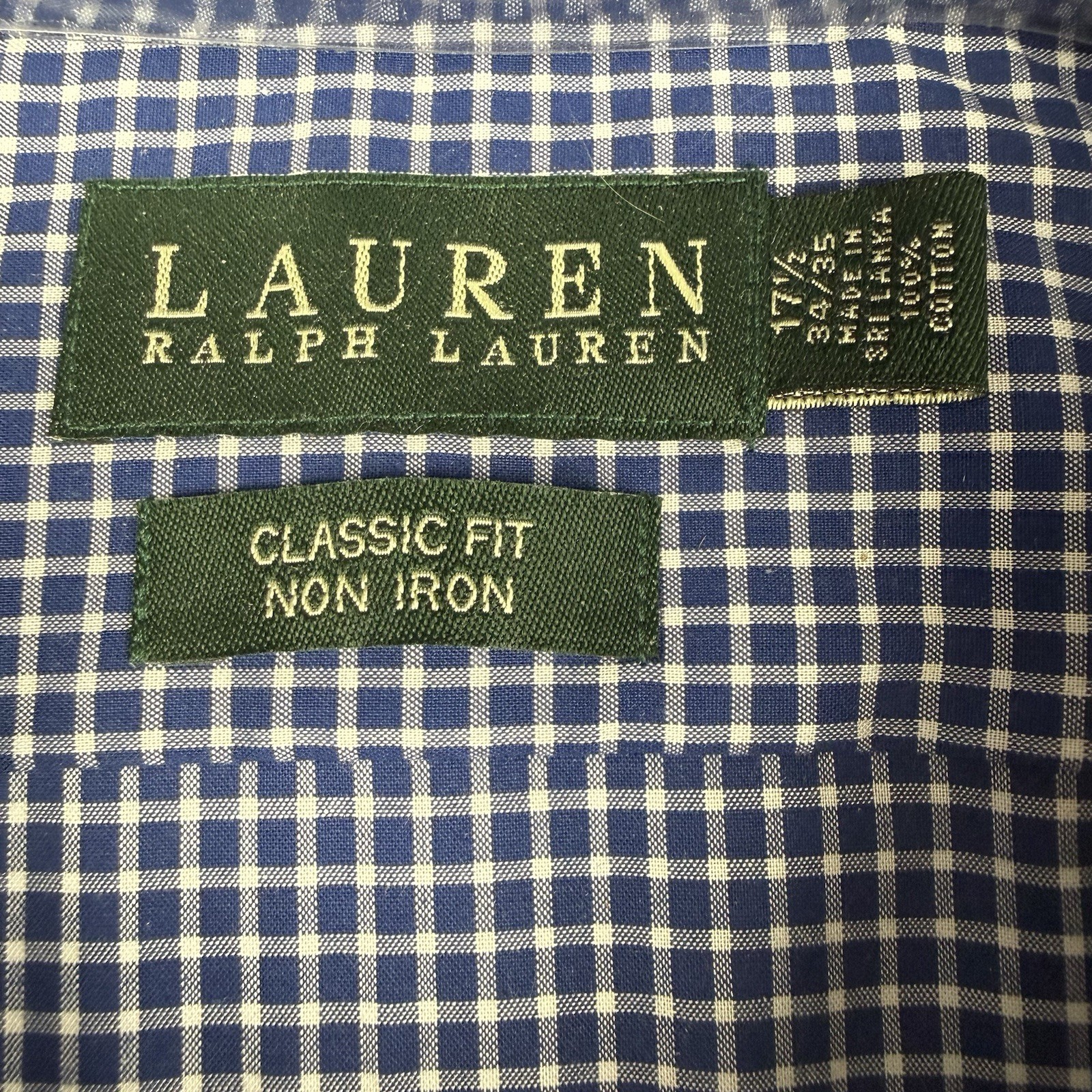 Lauren Ralph Lauren Button Button Down Mens 17 1/2 34/35 Classic Fit Navy White