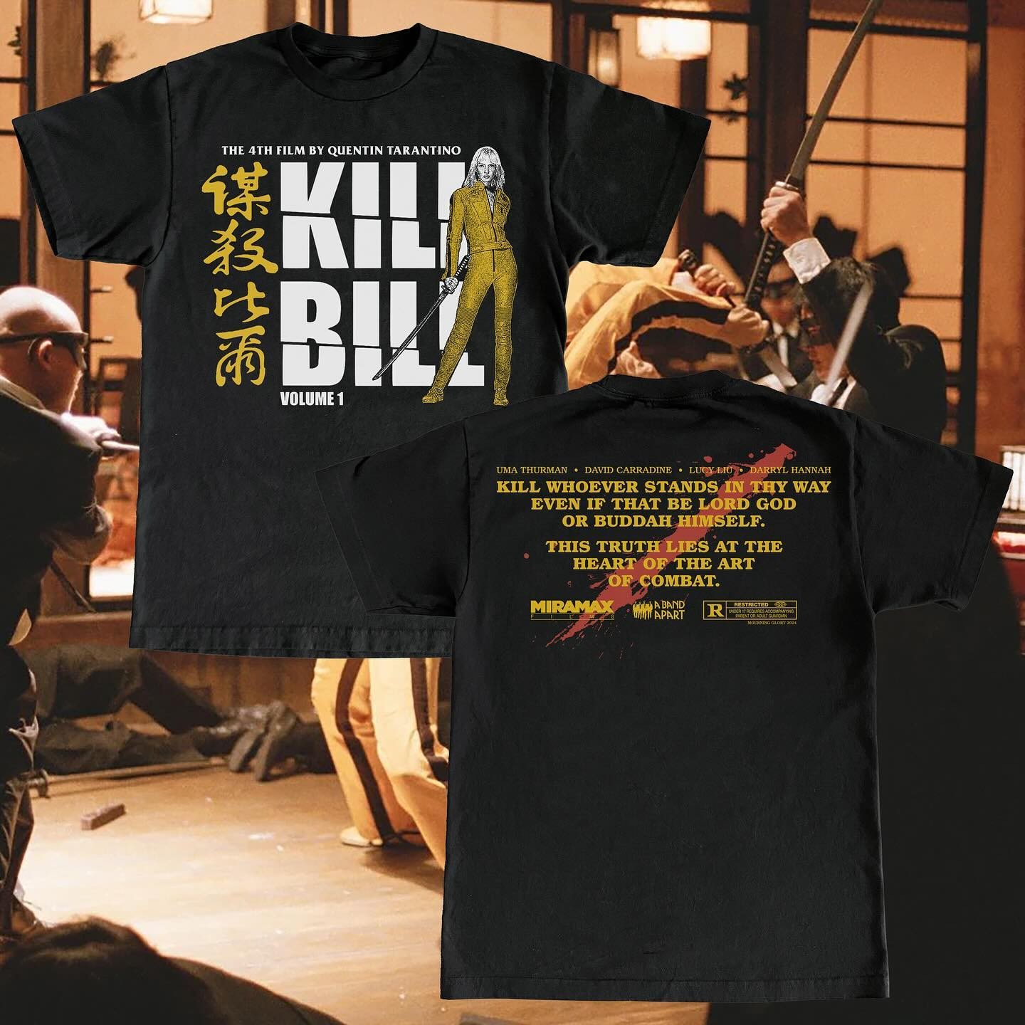 Monarch Wear Kill Bill T-Shirt Quentin Tarantino Uma Thurman Black