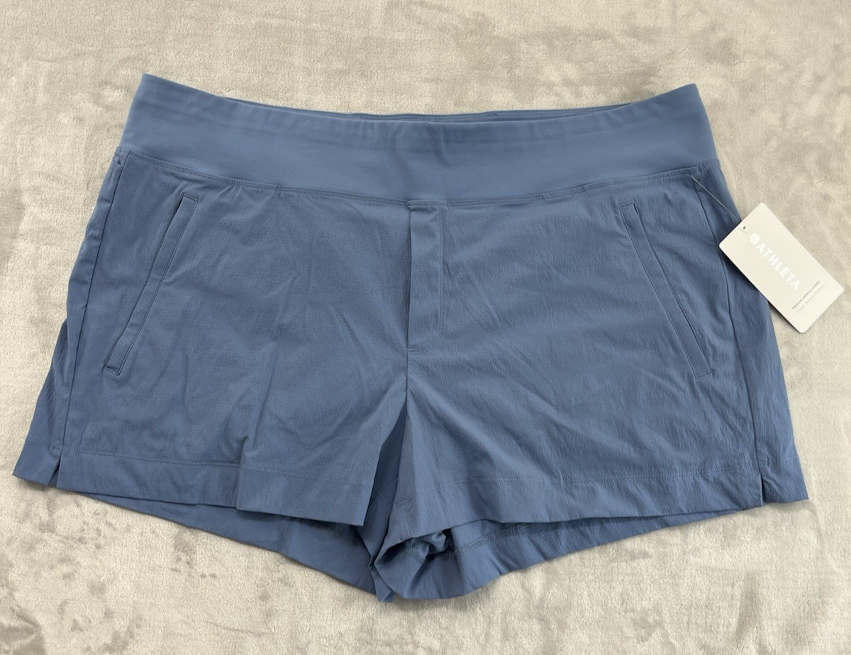Athleta Trekkie North Short Women 20 Blue Semi-Fitted Ripstop UPF Hiking Outdoor