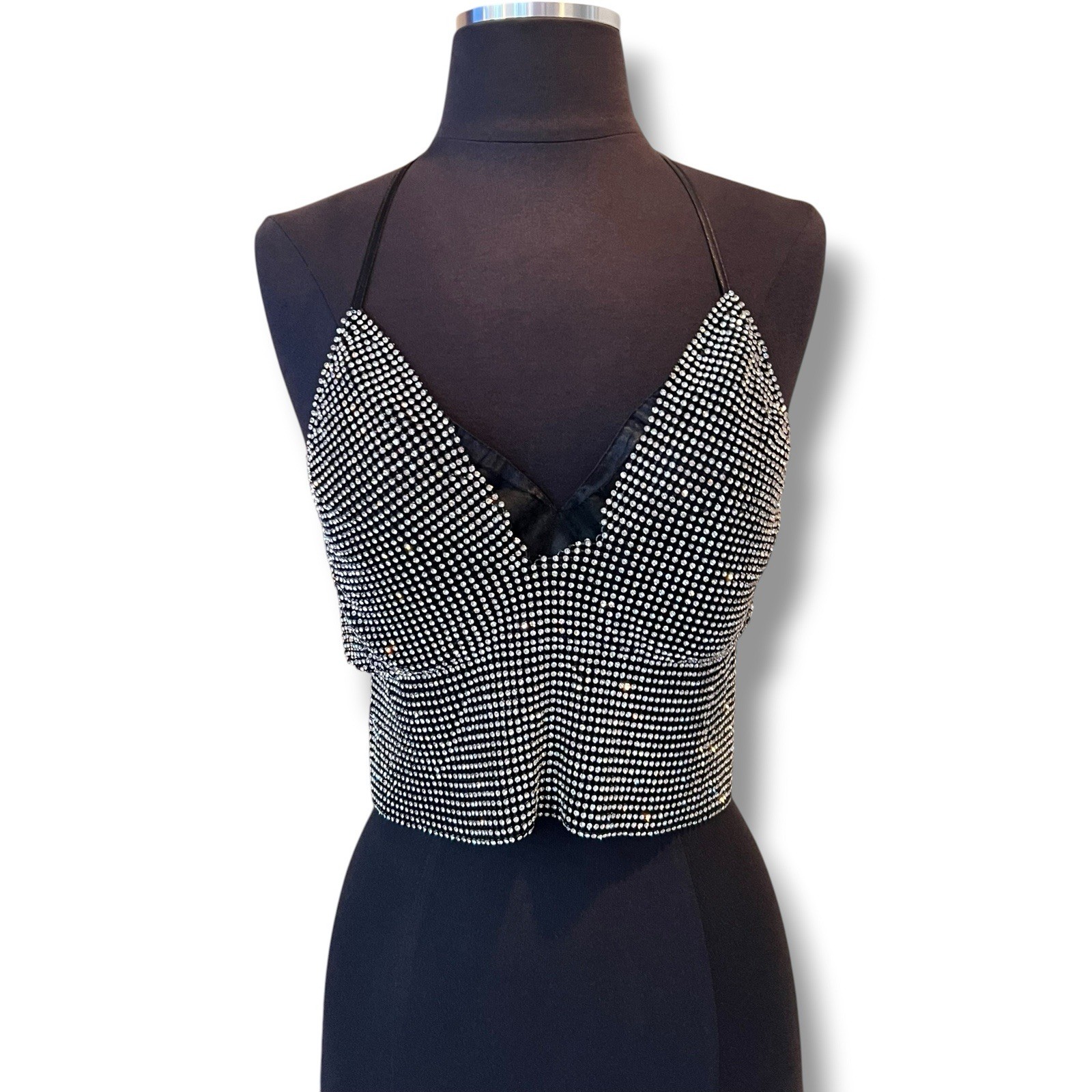 Superdown x Draya Michele 100% Aluminum Wrap Blouse Sleeveless Backless M Club