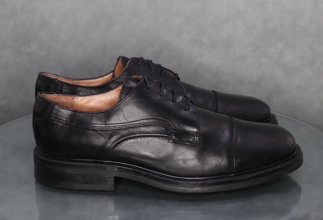 Bostonian Cap Toe Black Leather Dress Shoes Men’s Size 11.5 Made In Italy