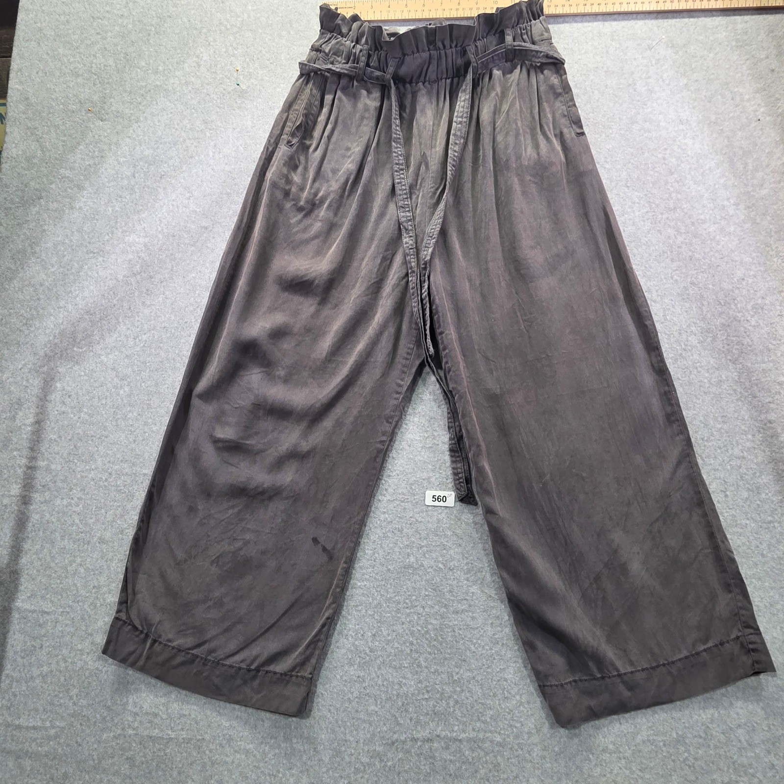 Wishlist Apparel Gray Paperbag Waist Wide Leg Pants Medium Charcoal High Rise