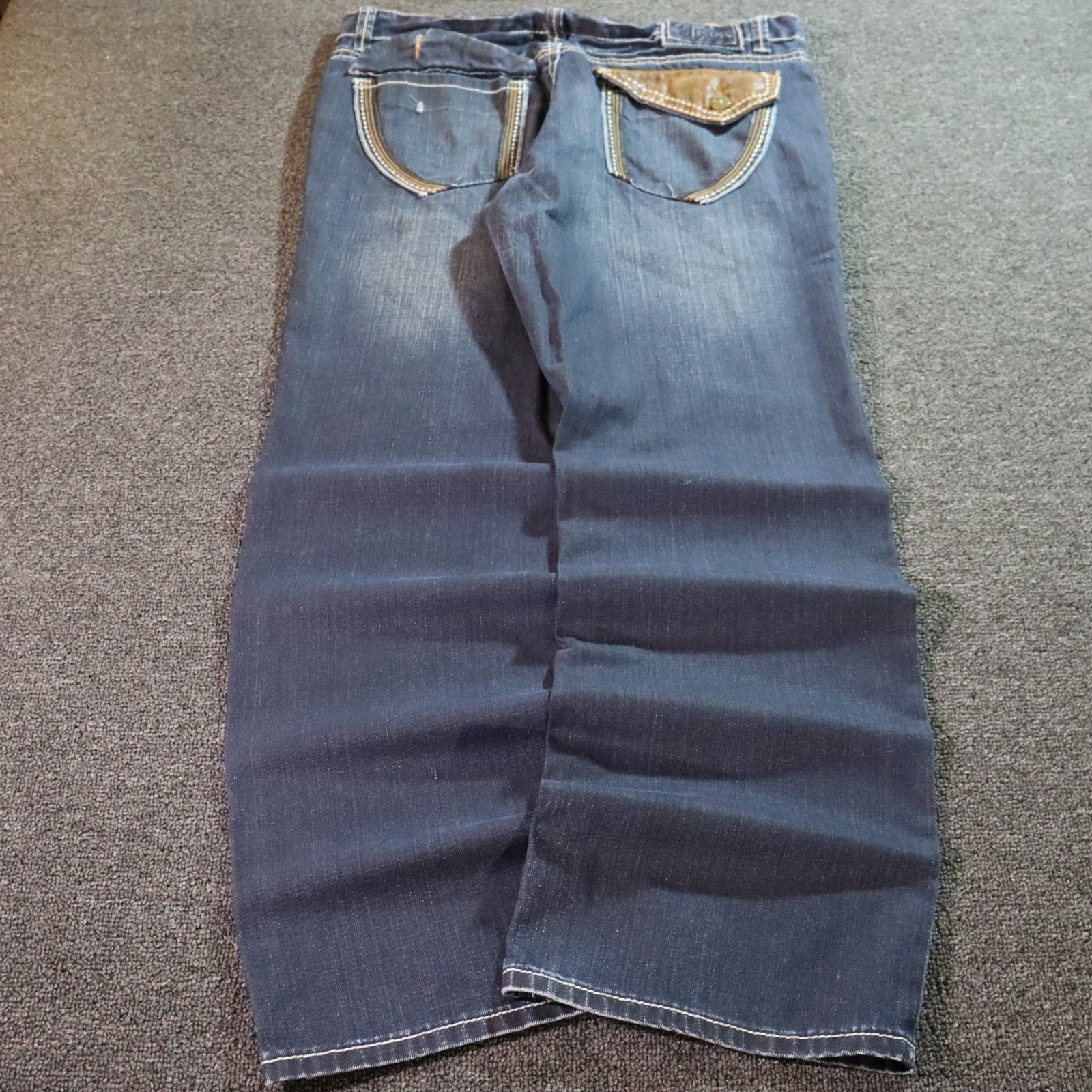 Ten25 Baggy Mens 38×33 Blue Jeans Flap Pocket Y2k Vintage Grunge Skater 2000s
