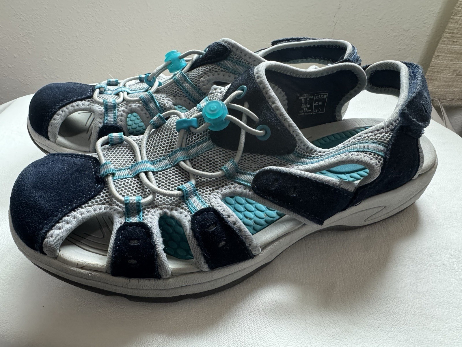 Lands’ End Trekker Sandals Women’s Water Hiking Closed Toe Blue Teal Size 9B