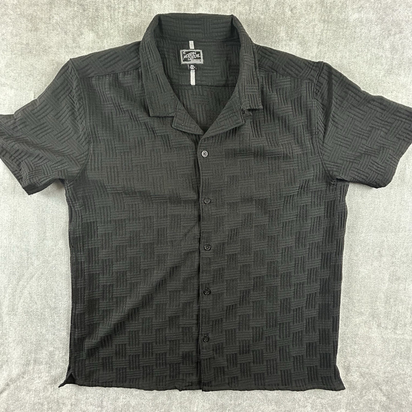 Modern Culture Casual Shirt Mens XL Black Short Sleeve Button Up