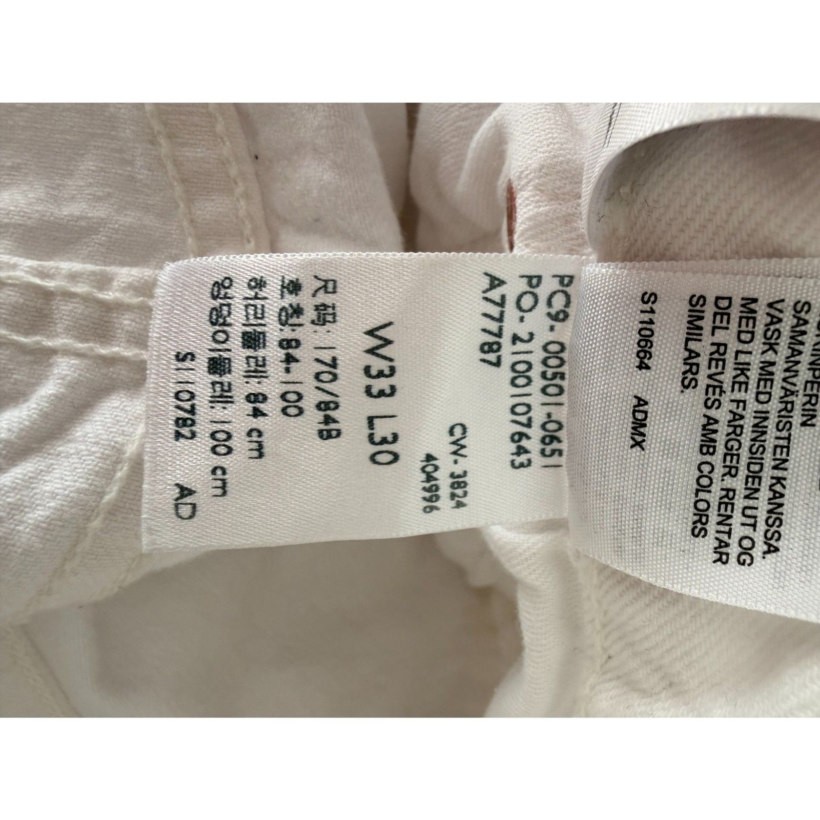 Levi’s 501 Original Fit Jeans Mens 33×30 White Straight Leg Button Fly Cotton