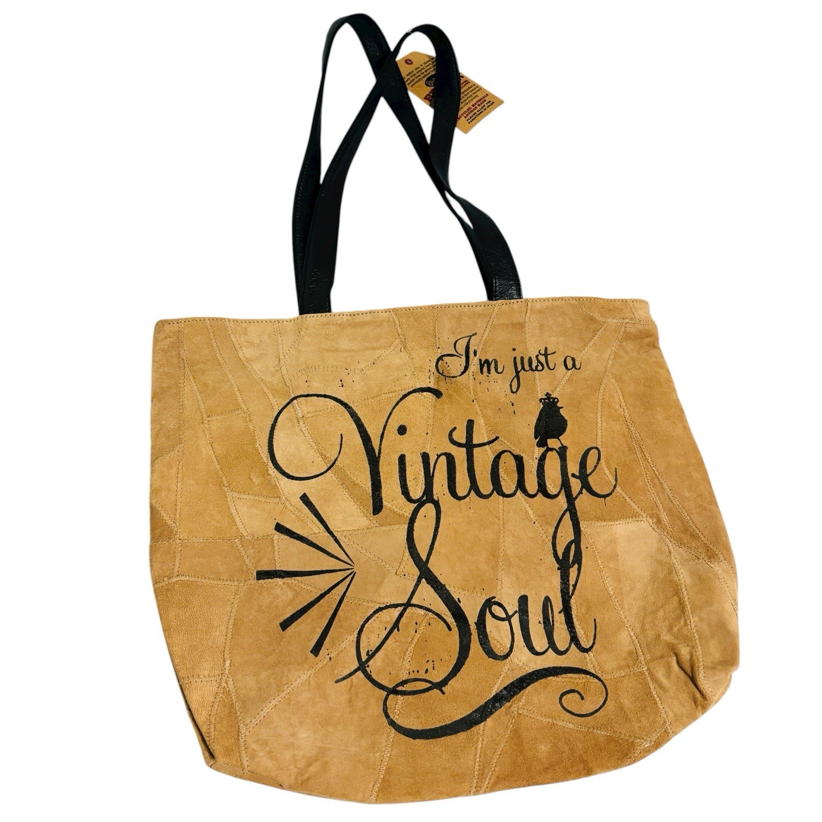 Genuine Recycled Soft Leather Suede Bible Tote Bag Brown “Vintage Soul”
