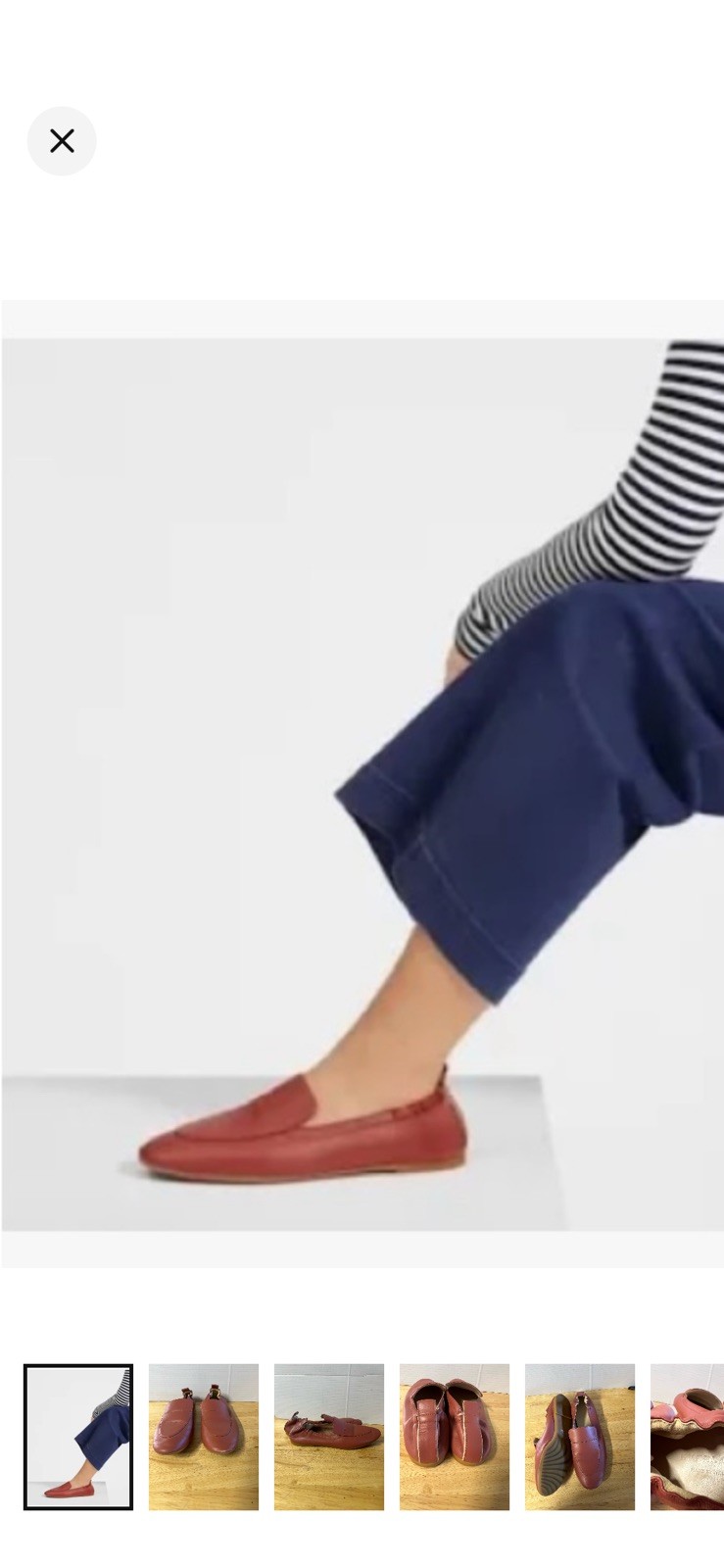 Everlane The Day Loafer Terracotta Leather Elastic Flat Made in Italy Womens
