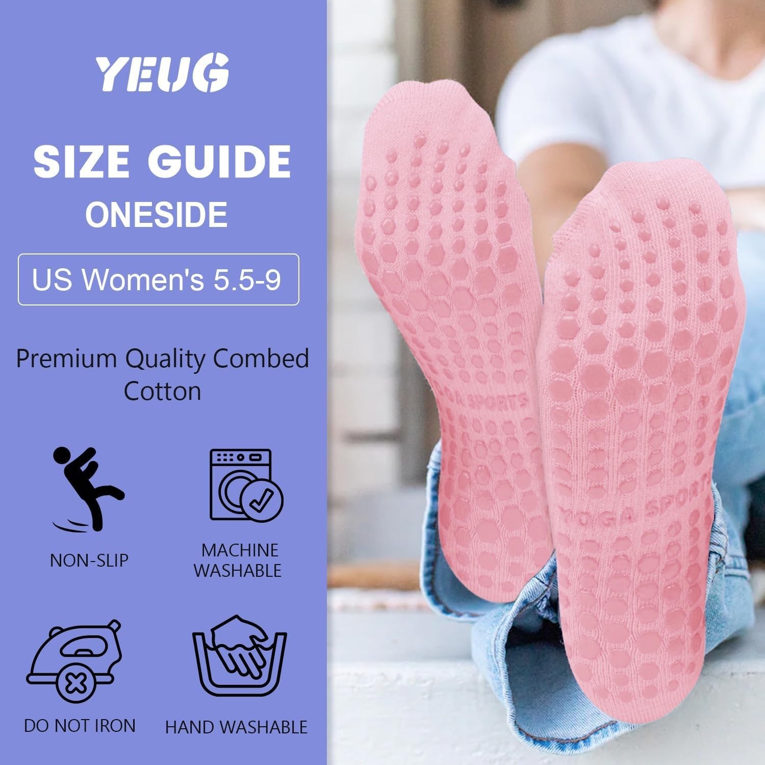 Breathable Cotton Yoga Socks for Women – 4 Pairs Non-Slip Grip for All Seasons