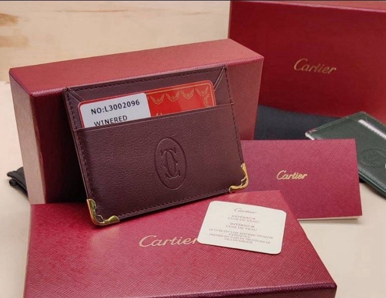Cartier Must de Cartier Red Leather Card Holder Wallet Luxury – NIB