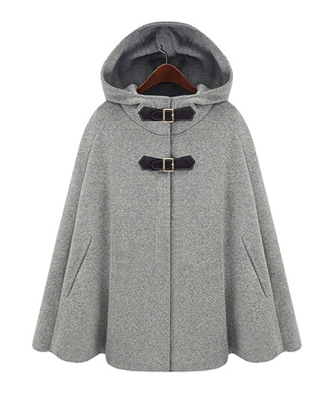 Womens Cute Batwing-Sleeve Hooded Baggy Poncho Cape Cardigans Outwear w Armholes
