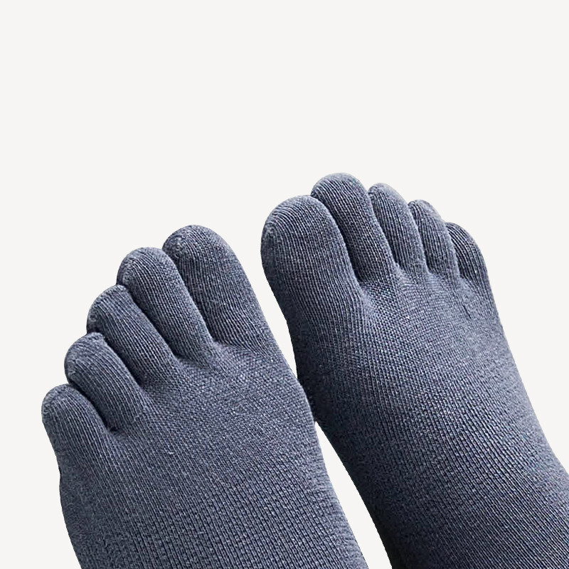 5Pack 100% Cotton Five Finger Toe Crew Ankle Solid Athletic Sport Men Socks 7-11