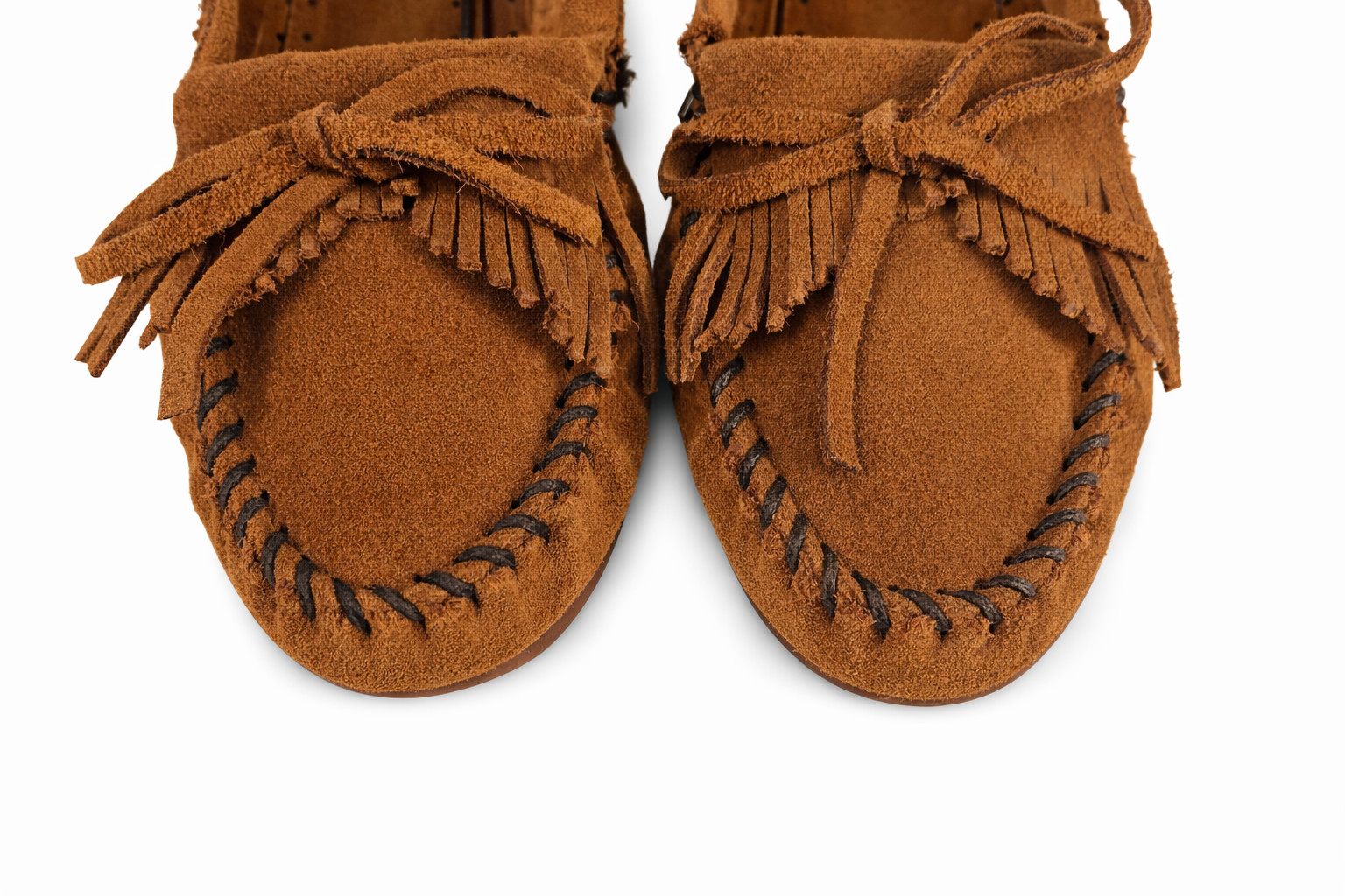 Minnetonka Moccasins Womens 8.5 Brown Suede Kilty Fringe Driving Loafer Shoes