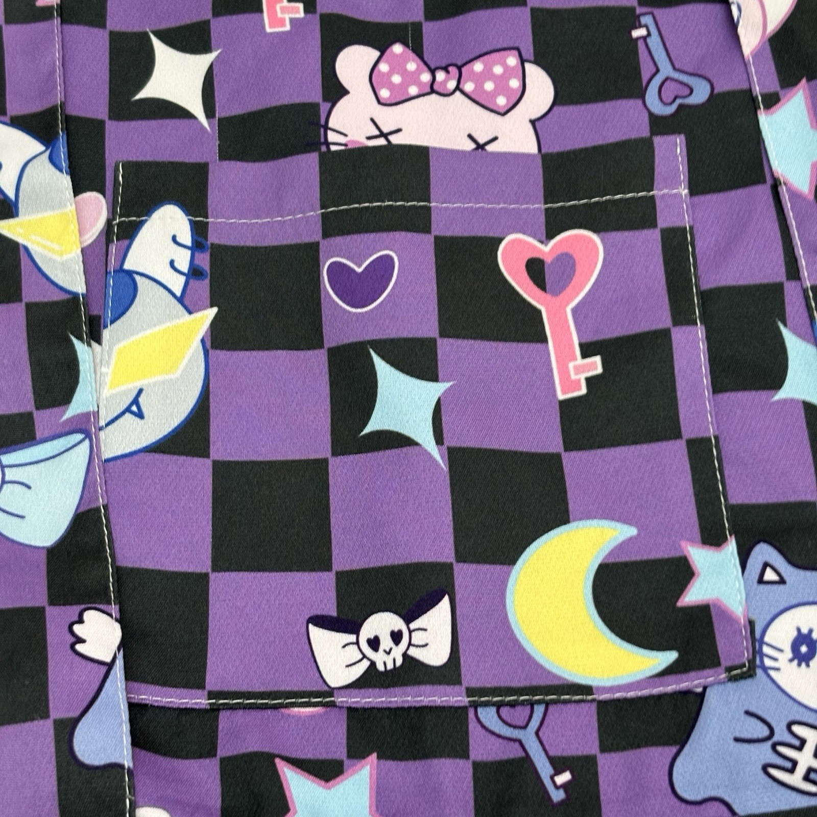 Romwe Anime Cartoon Print Checkerboard Pinafore Romper Size Small
