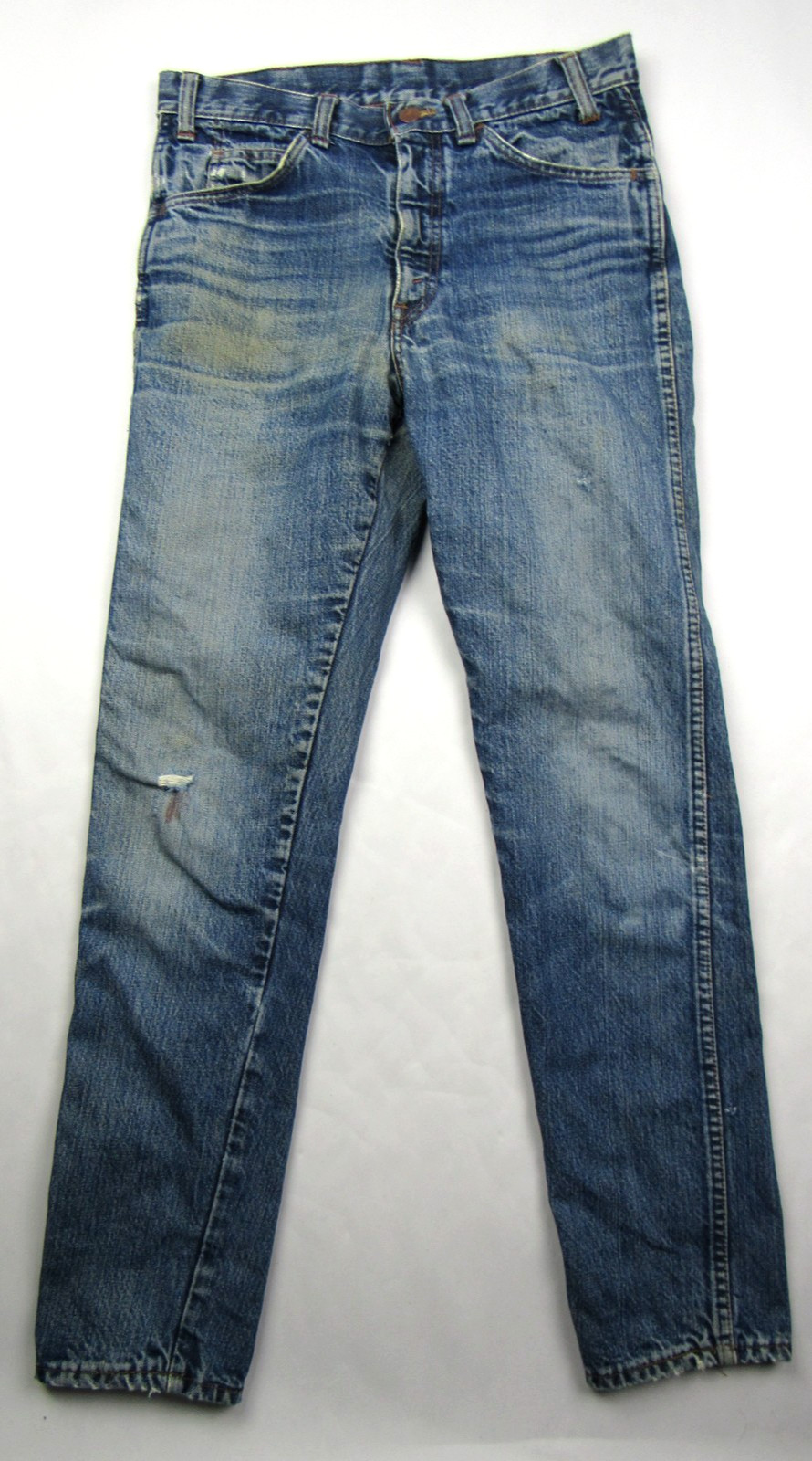 Vtg 1960s Levis Big E Orange Tab 606 Super Slim Denim Jeans 30 x 29 Talon Zip