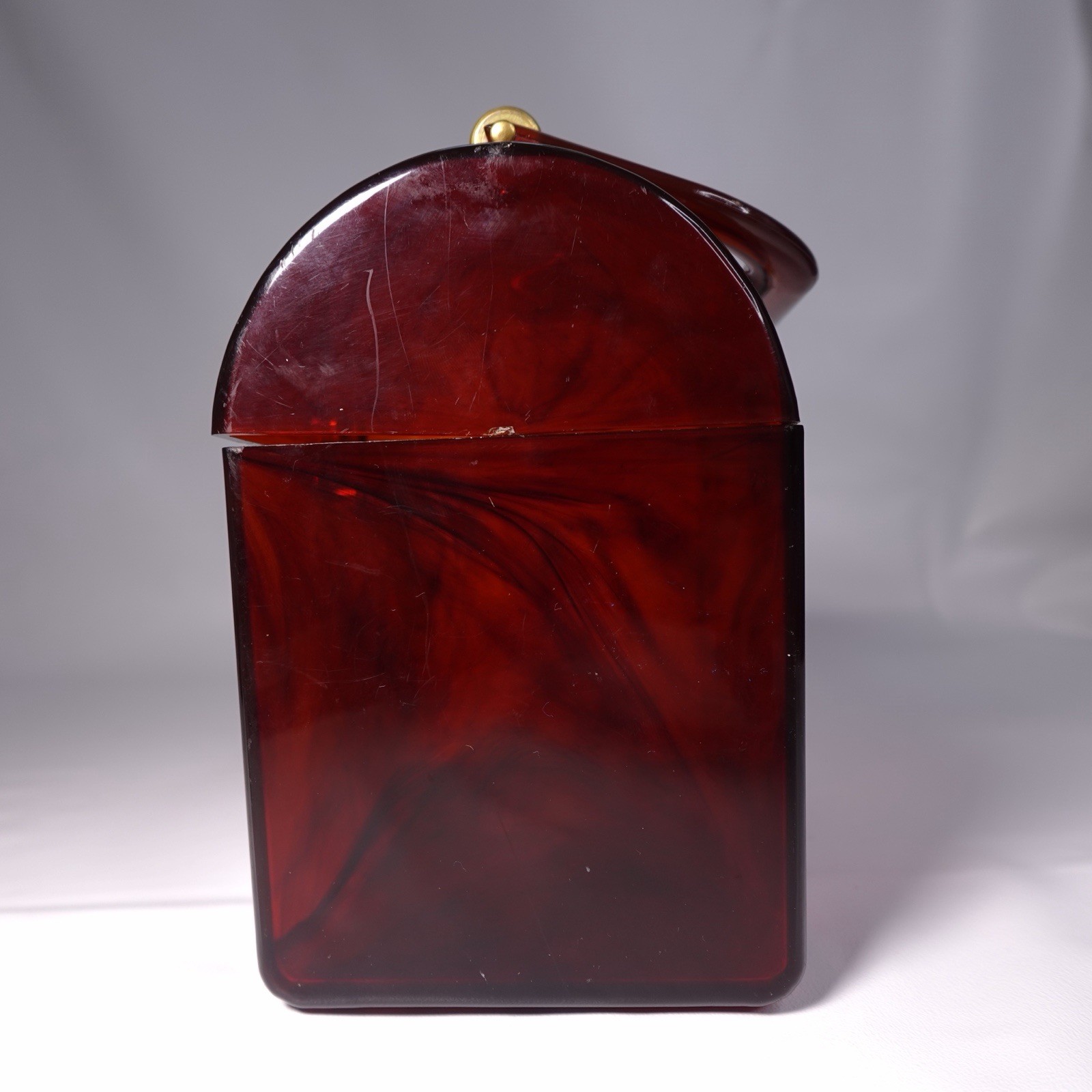 Vintage 50s 60s MCM Tortoise Shell Amber Lucite Plastic Box Purse Handbag