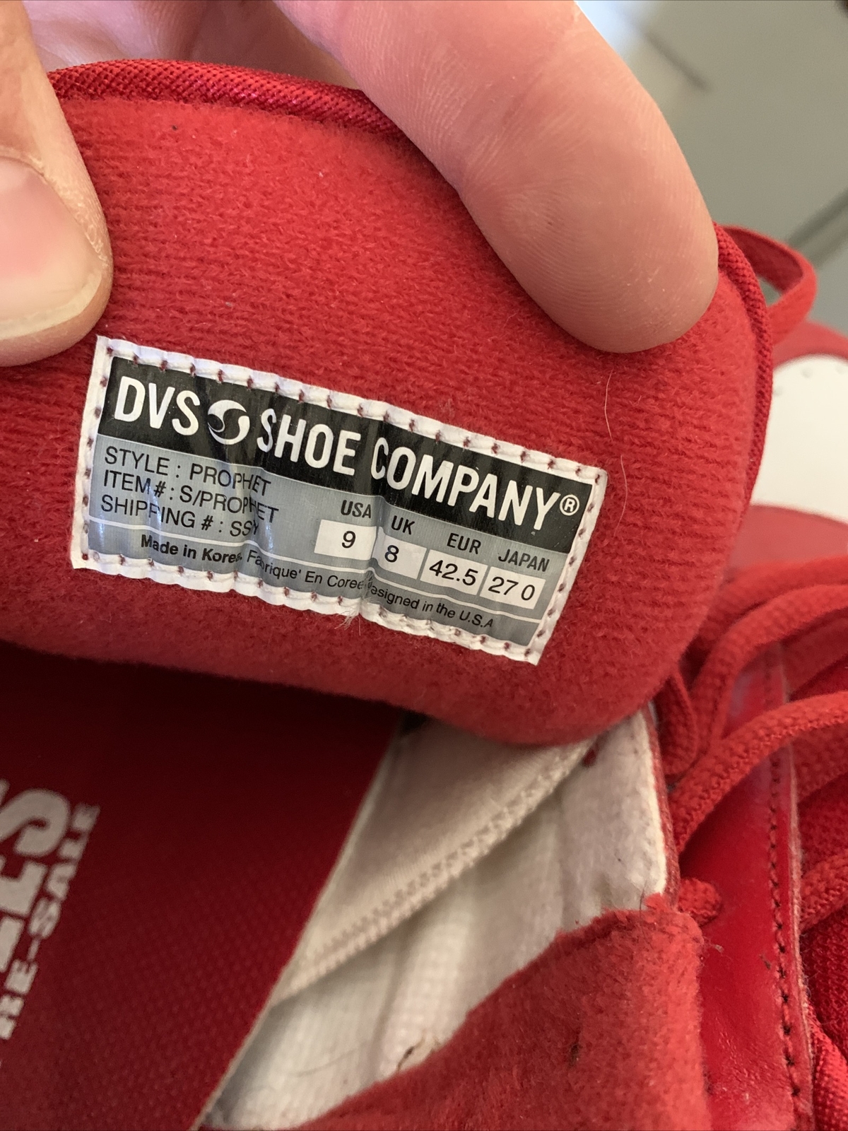 DVS shoe Company Prophet Samples Size 9 White/red Clear Soles