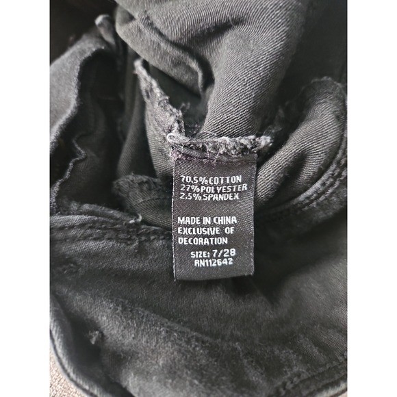 Blue Savvy High Waist Black Skinny Jeans 7/28 Distressed Butt Lift Seams