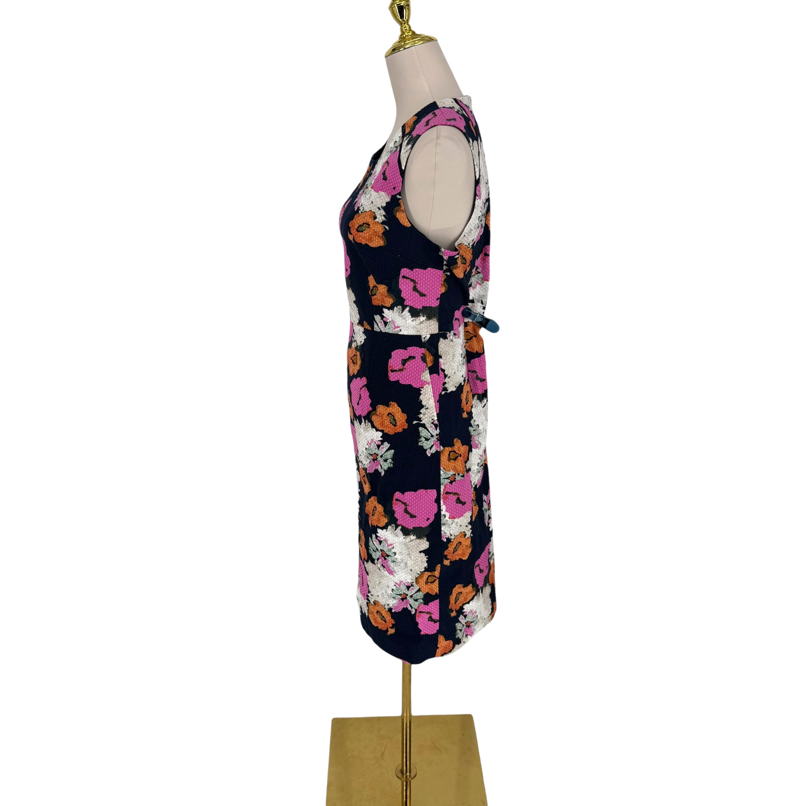 J.Crew Floral Sheath Dress 12 Portfolio Navy Pink Petunia Matelasse Sleeveless