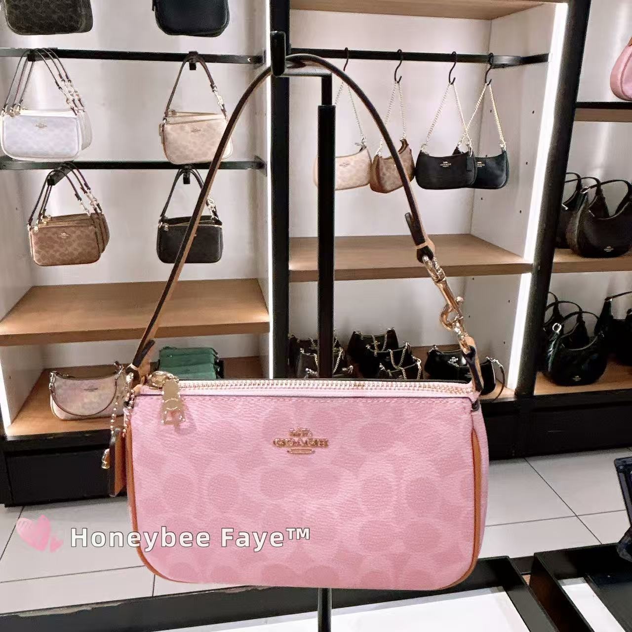 NWT Coach CDW31 Nolita 19 In Signature Canvas With Charms Gold/Powder Pink