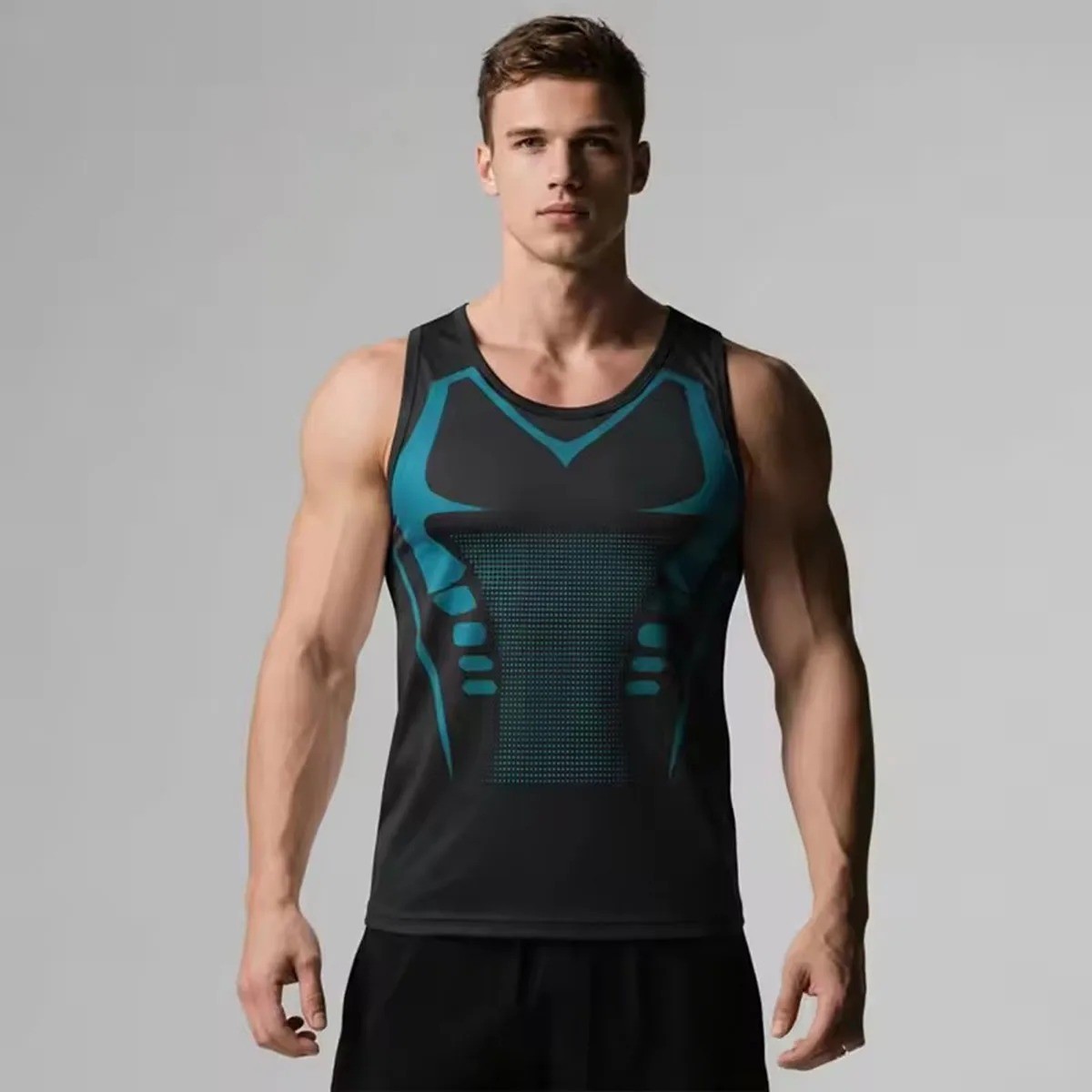 Men Compression Shirt Version Ionic Shaping Sleeveless Vest Sport Tank Top S-2XL