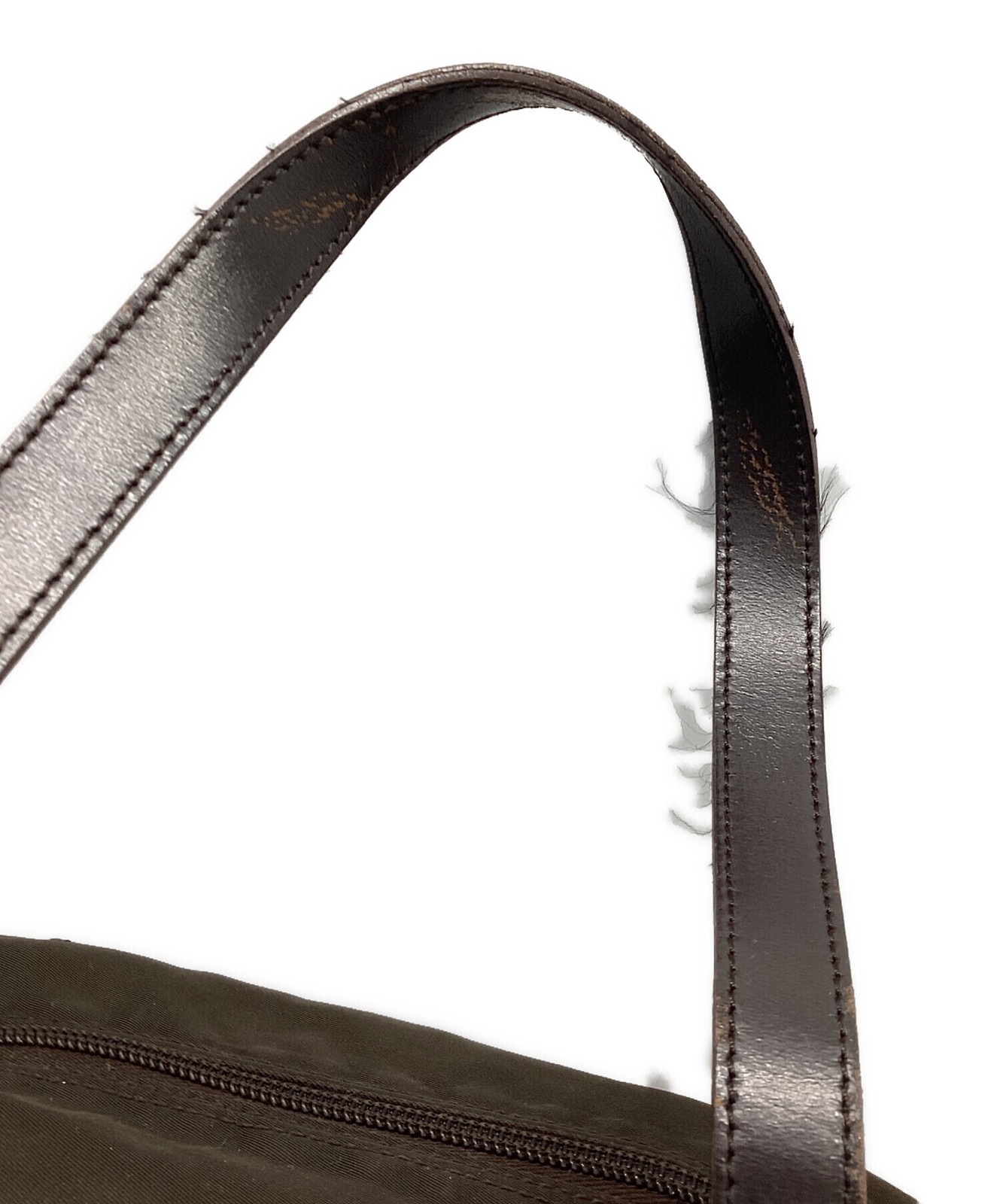 PRADA Briefcase Nylon Brown Mens Business Bag Zipper Woven Italy