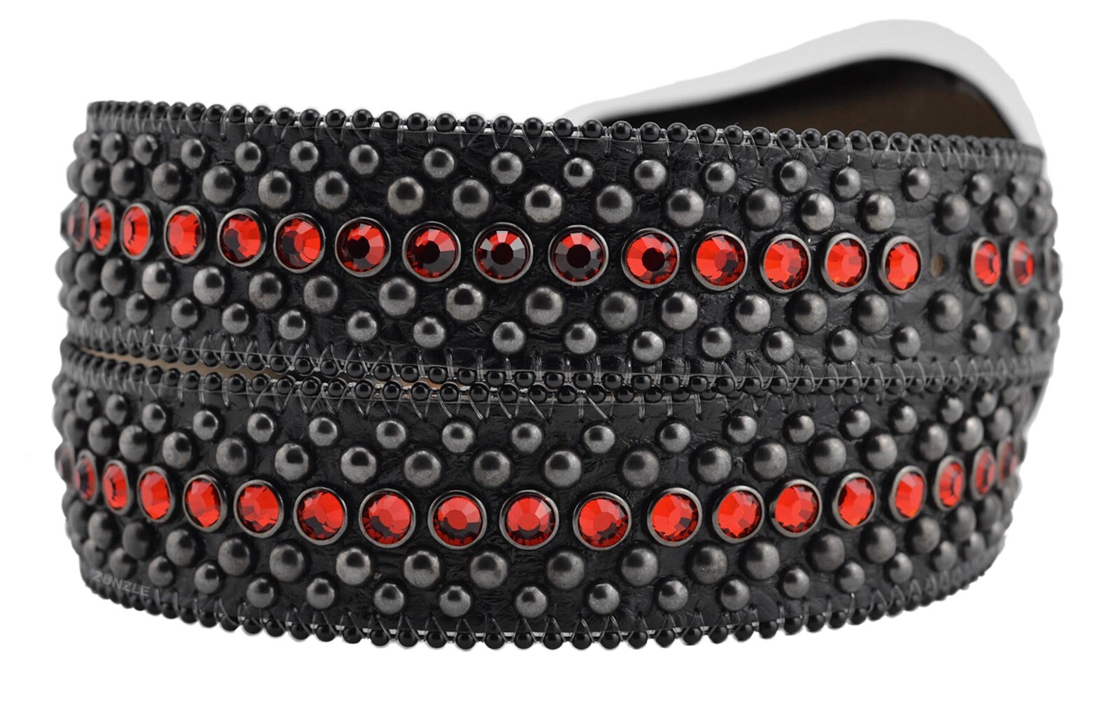 BB Simon Kish Belt Red Light Siam Crystal Black Rap Hip Hop 30 32 34 36 38 40 42