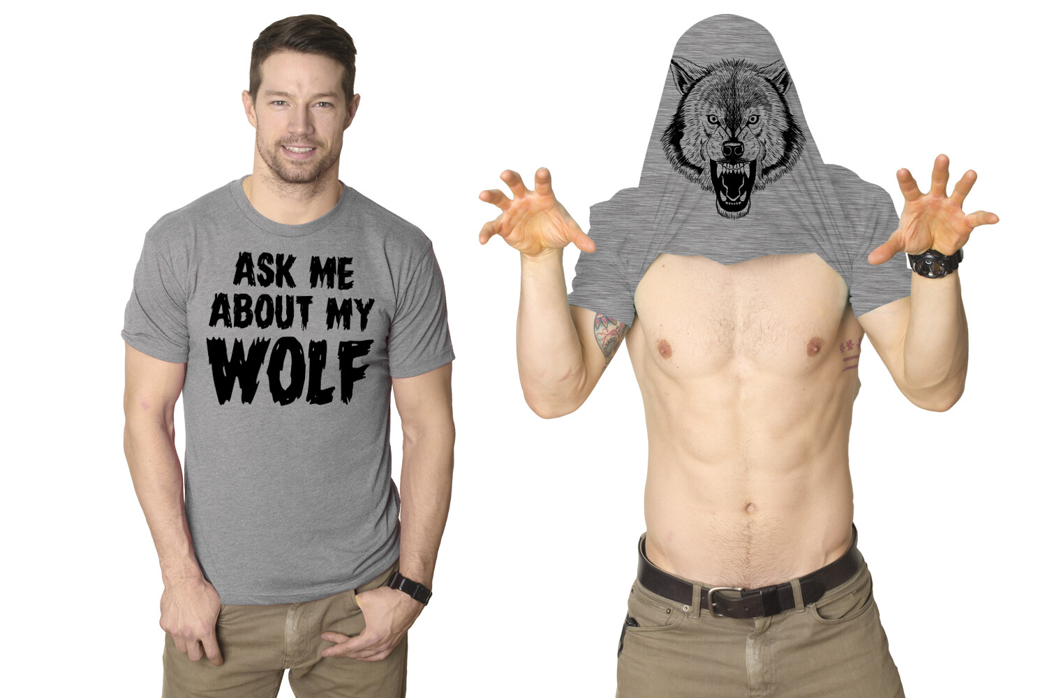 Ask Me About My Wolf Flip T Shirt Cool Design Funny Saying Novelty Graphic