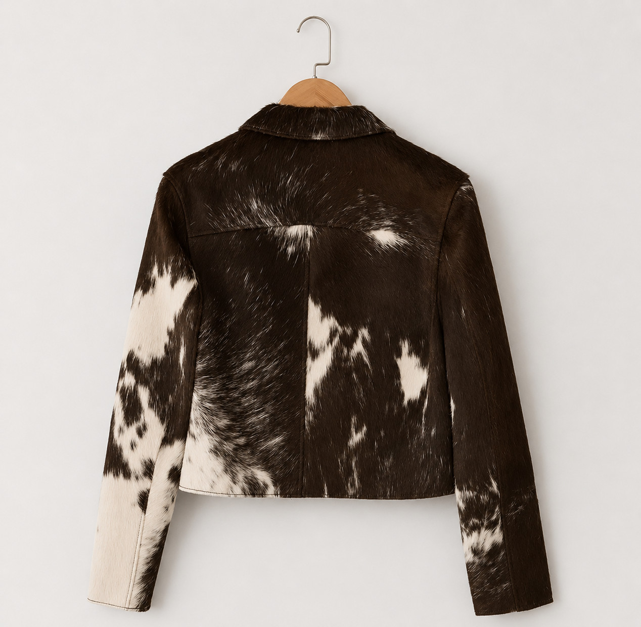 Women’s Genuine Cowhide Leather Jacket Hair On Hide Brown White Western Ranch