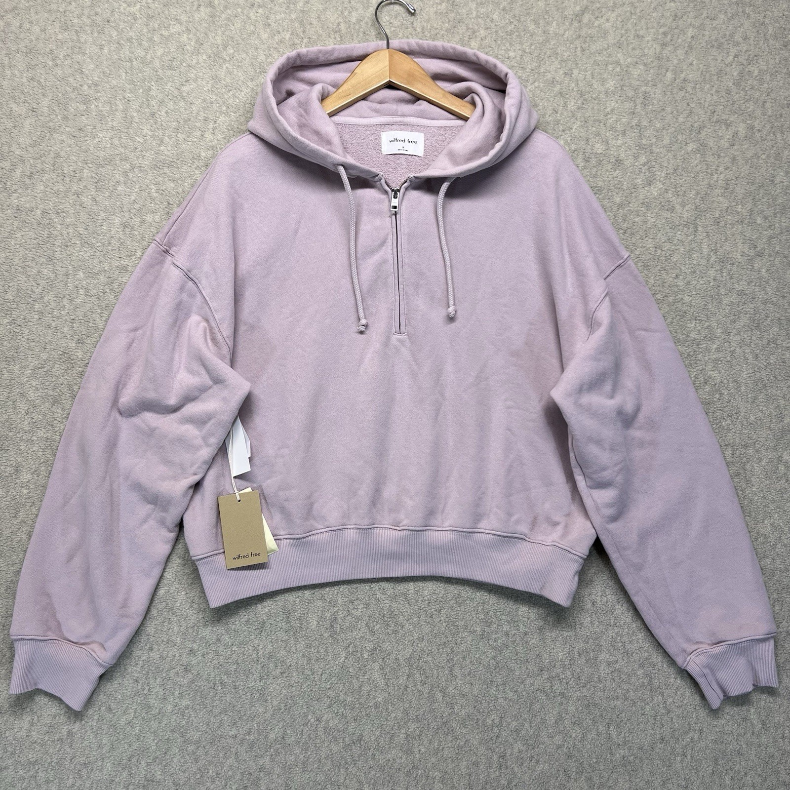 Aritzia Wilfred Free Terry Half Zip Hoodie Womens XL Munro Mauve NWT