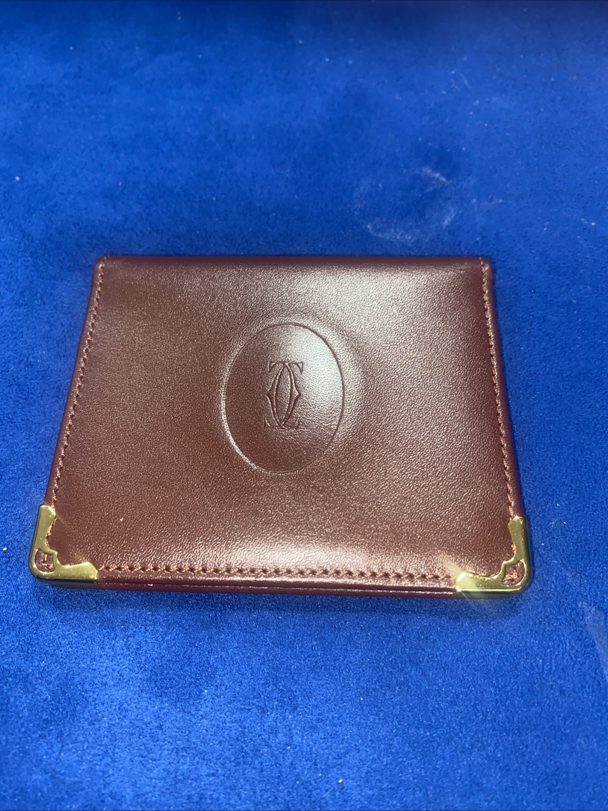 Cartier Authentic Bifold Mirror & Wallet Must de Cartier Bordeaux .