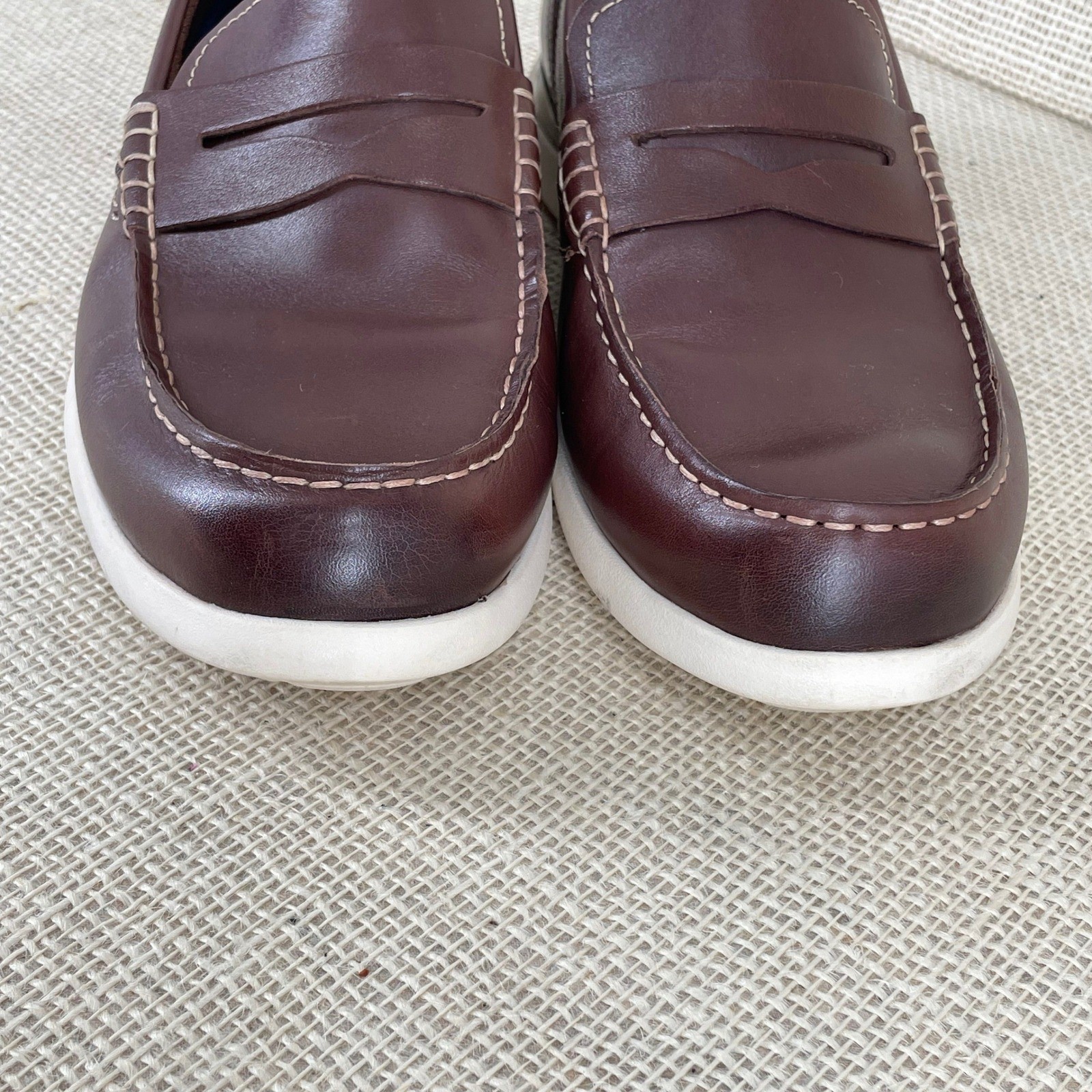 Cole Haan Grand Atlantic Penny Loafers Mens 8.5 Mahogany Brown Leather C33028