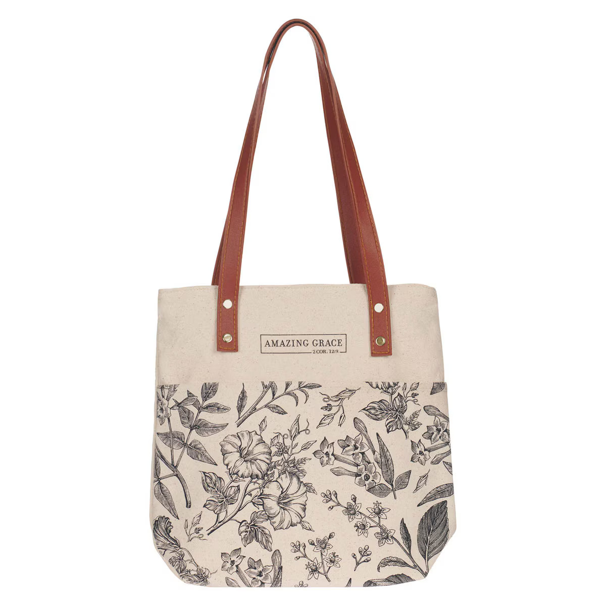 Canvas Tote Bag for Women: Amazing Grace – 2 Corinthians 12:9 Inspirational