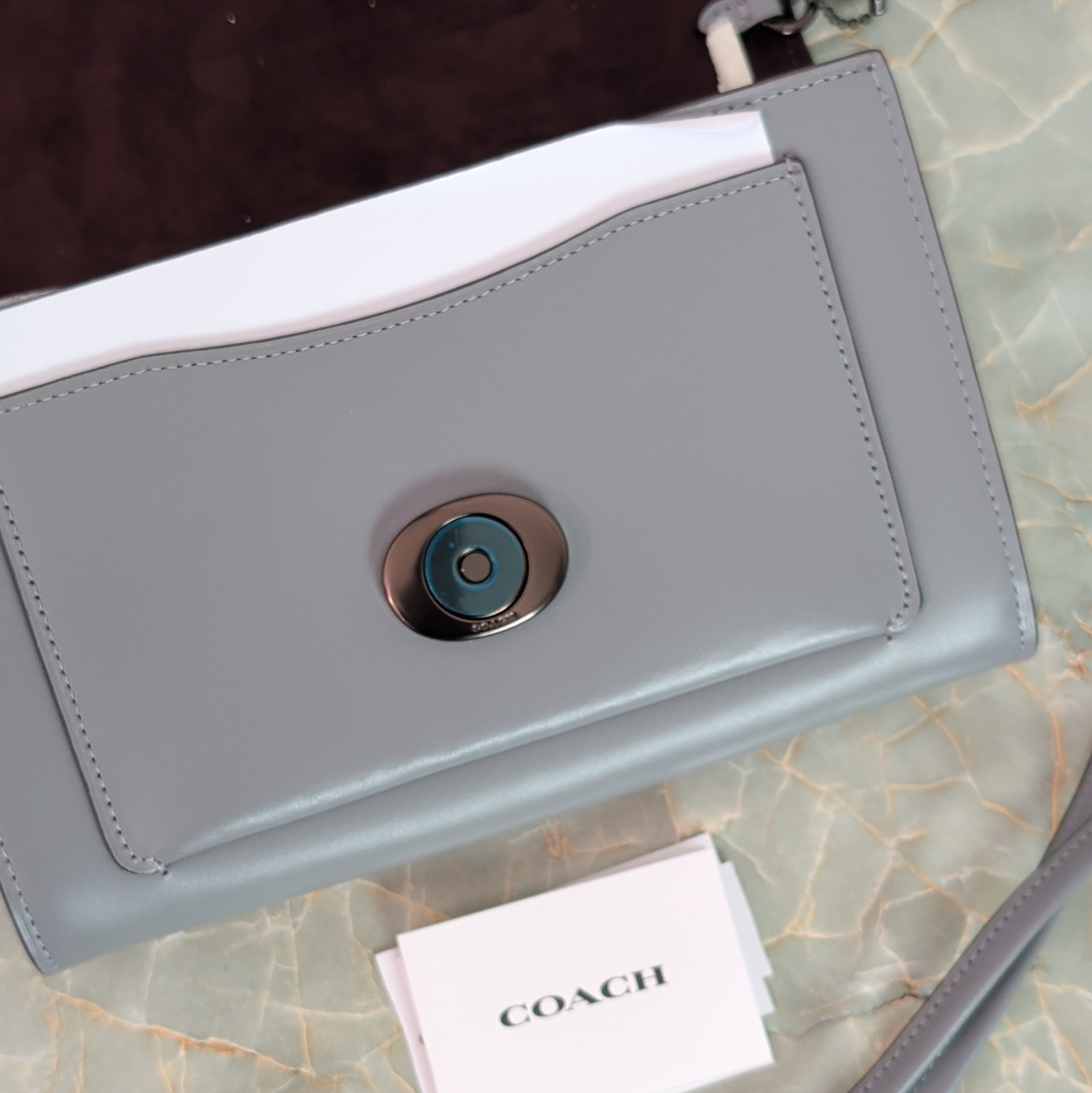 Coach Granite Tabby Chain Clutch Crossbody Gunmetal Hardware Detachable Strap
