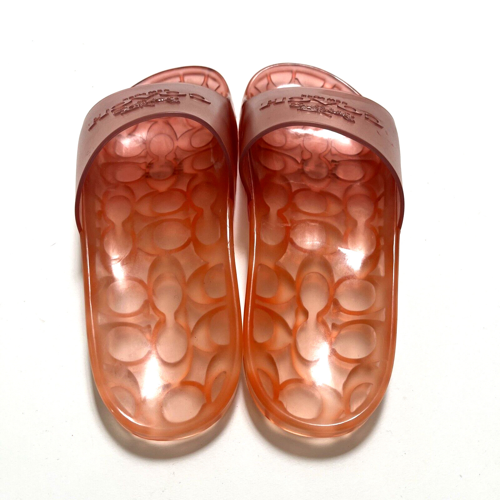 COACH Ulyssa Jelly Slide Sandals Tangerine Ombre Transparent Rubber Pool Size 8