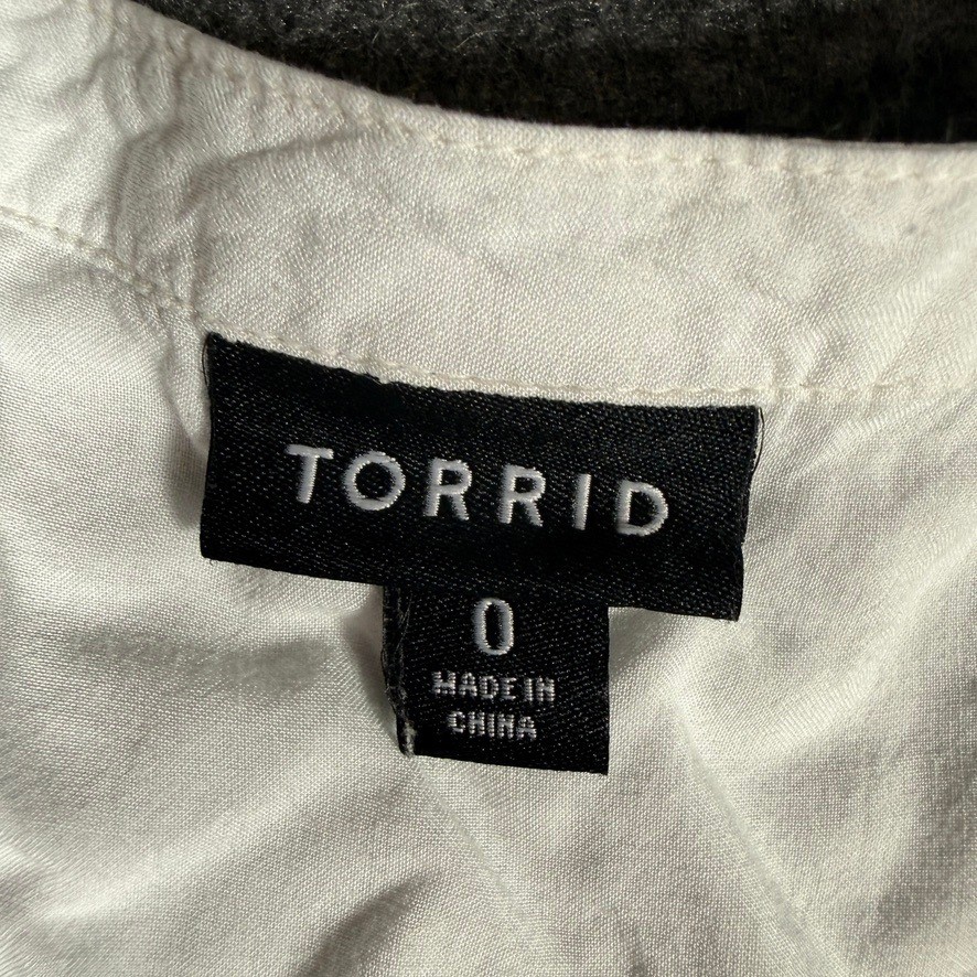 Torrid Womens White Blue Ombre Dip Dye Sleeveless Rayon Button Down Top Size 0