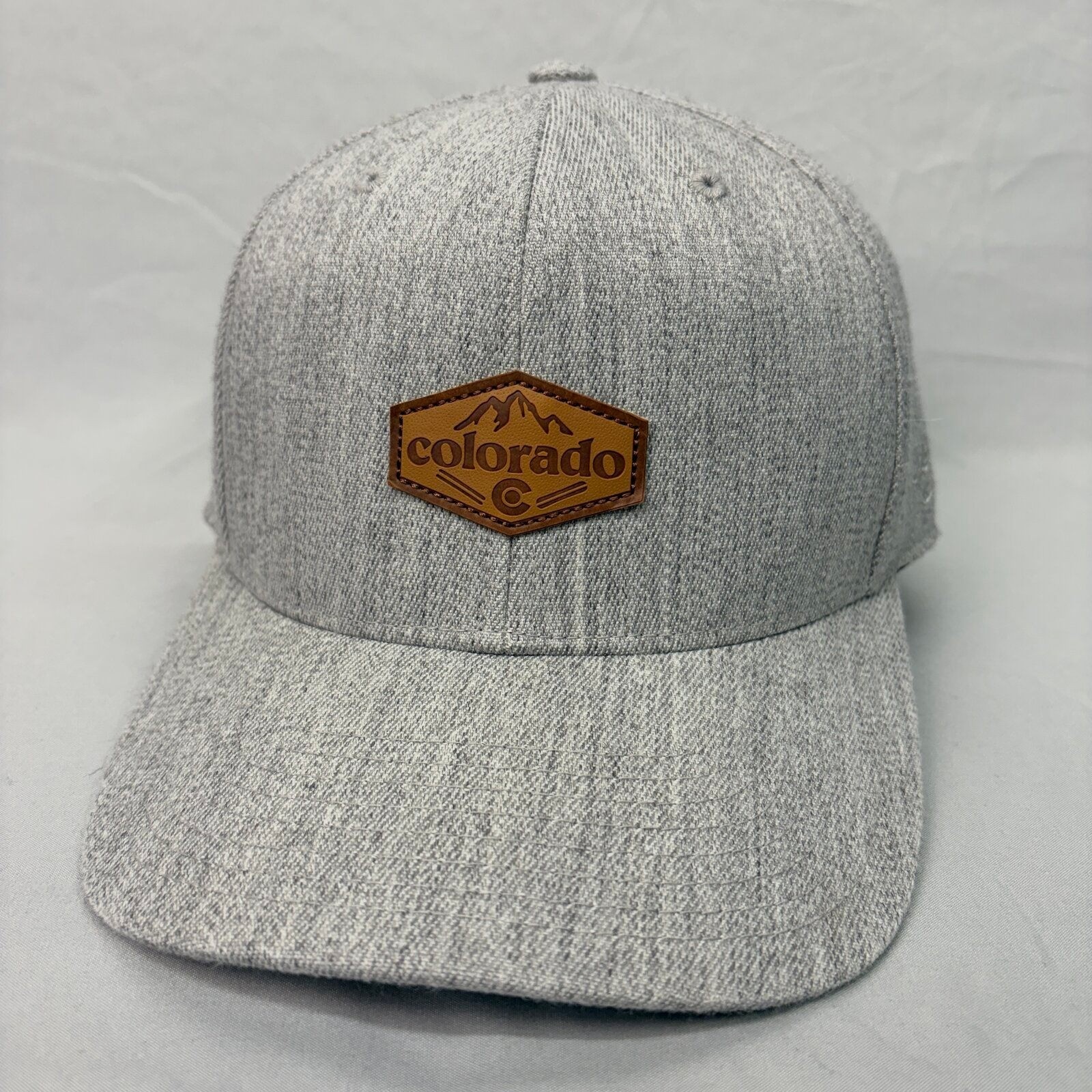 Yupoong Hat Colorado Mountain Patch Mens OSFA Gray Snapback Flexfit Tech