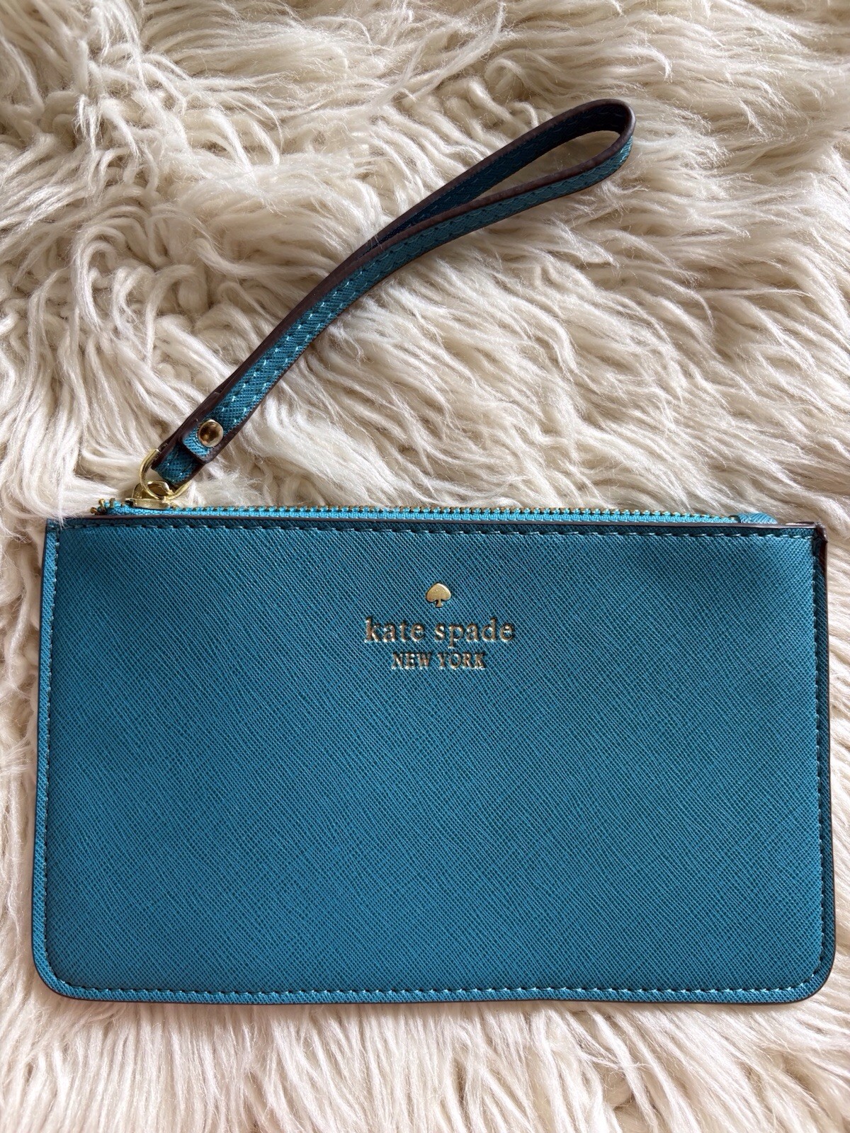 KATE SPADE NEW YORK Wristlet Wallet Clutch Teal Leather Fresh Air New w/out Tags