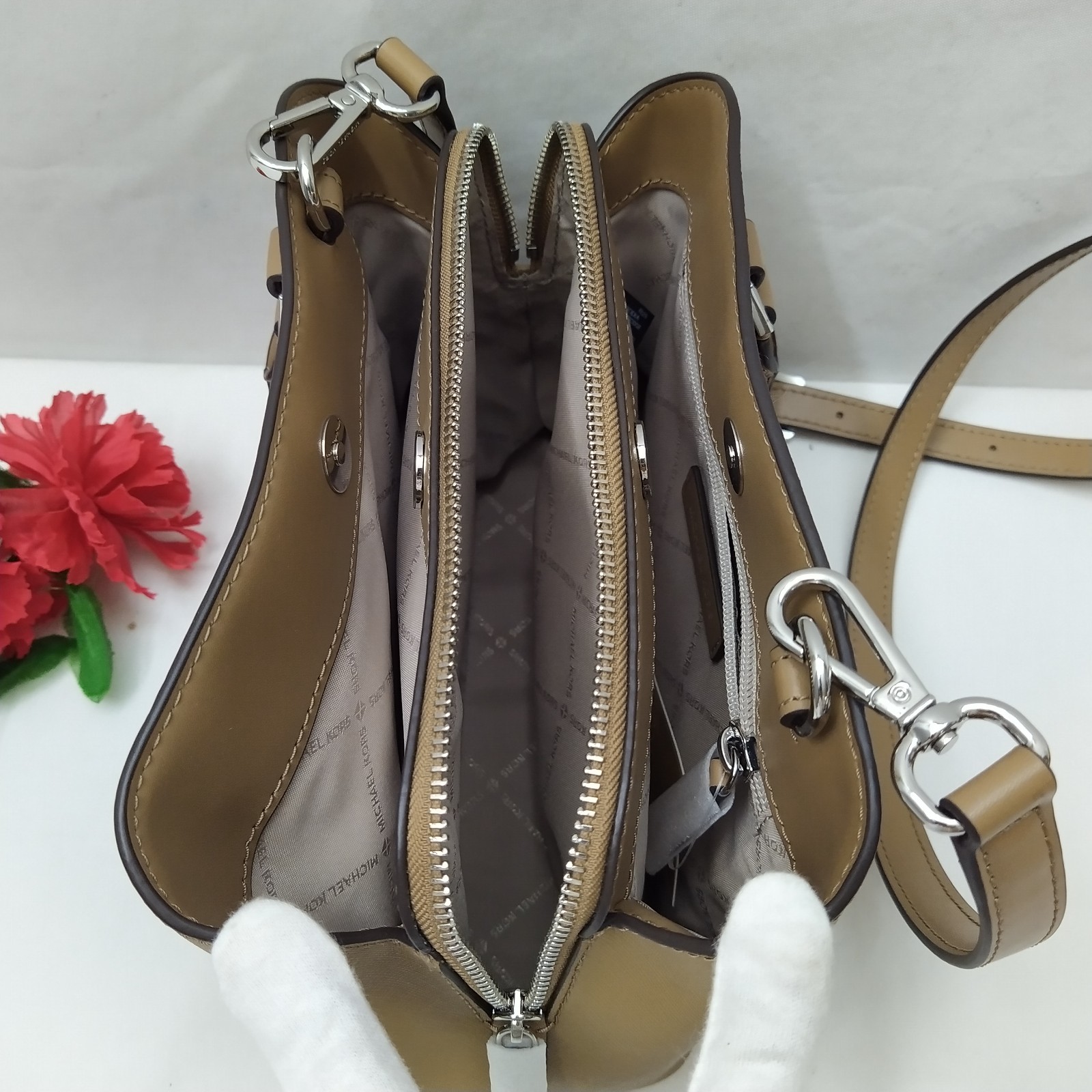 Michael Kors Savannah Brown Leather Double Handles Satchel Bag – NWT